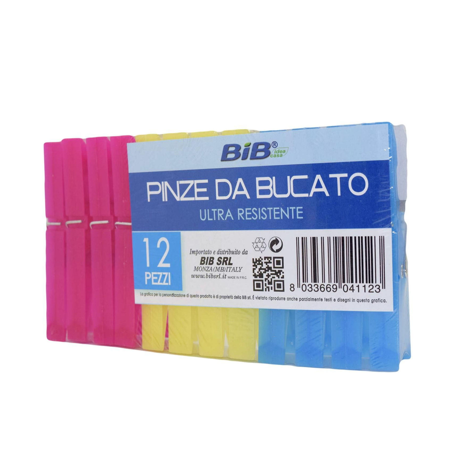 PINZA DA BUCATO PLASTICA 12PZBib