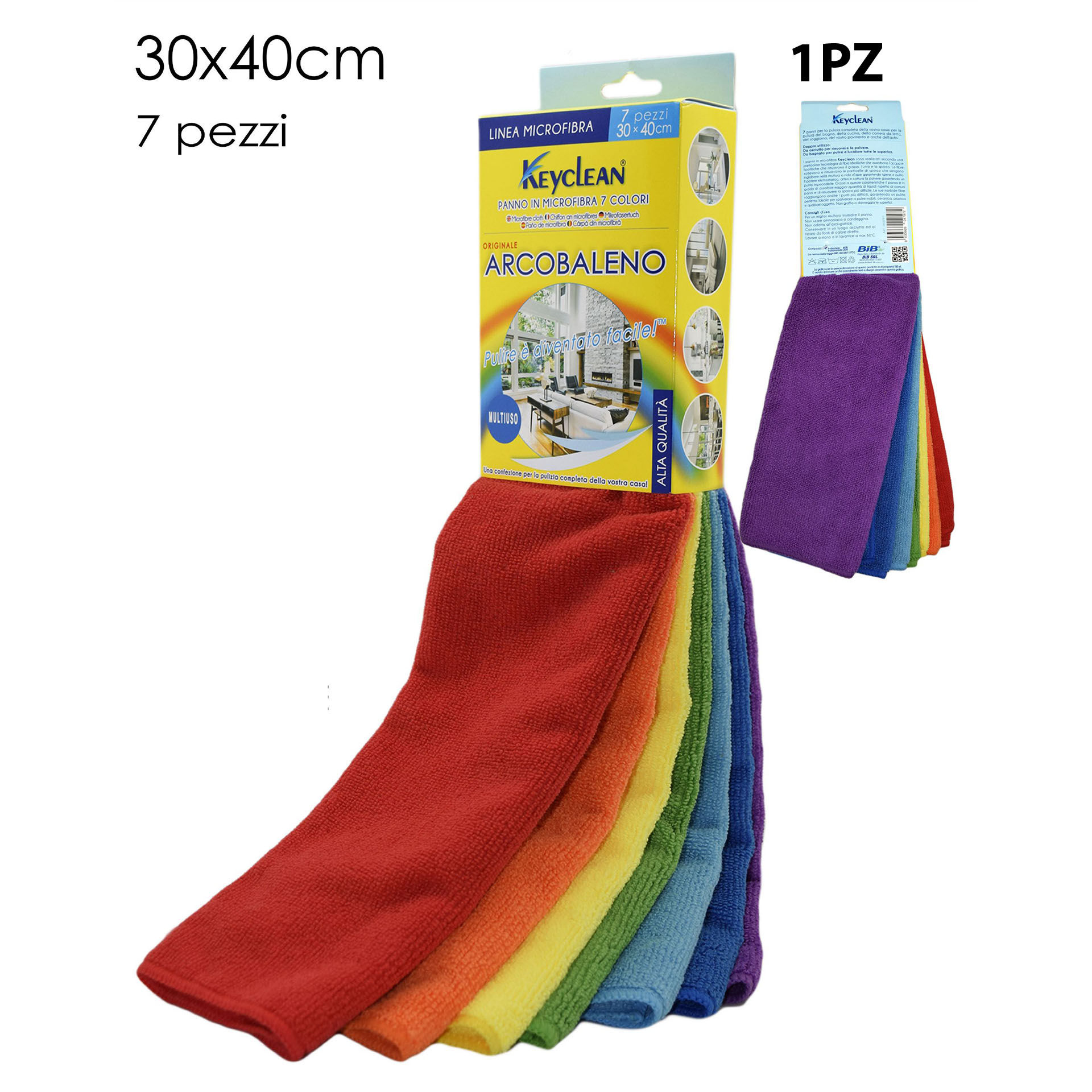 PRO-SET 7 PANNI MICROFIBRA 30X40CM ARCOBALENABib