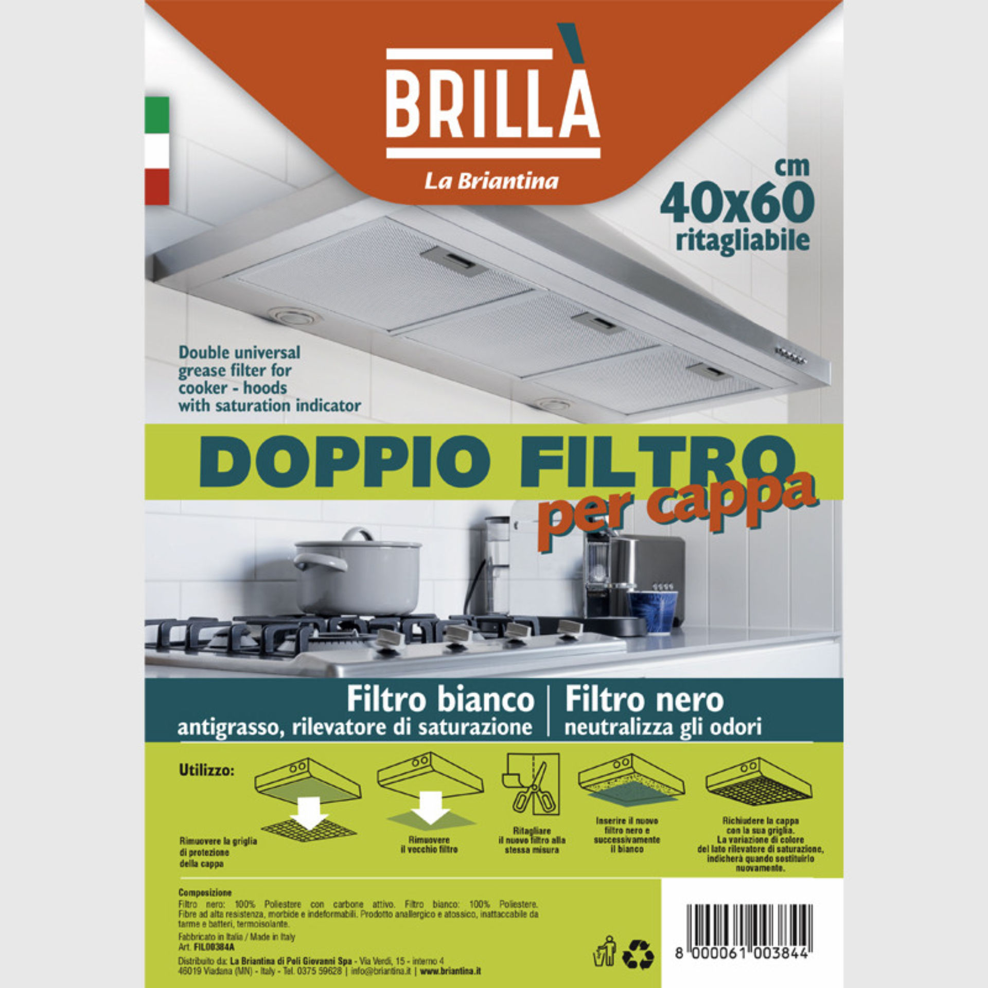 FILTRO CAPPA DOPPIOFILTRO CARBONI 40X60La Briantina