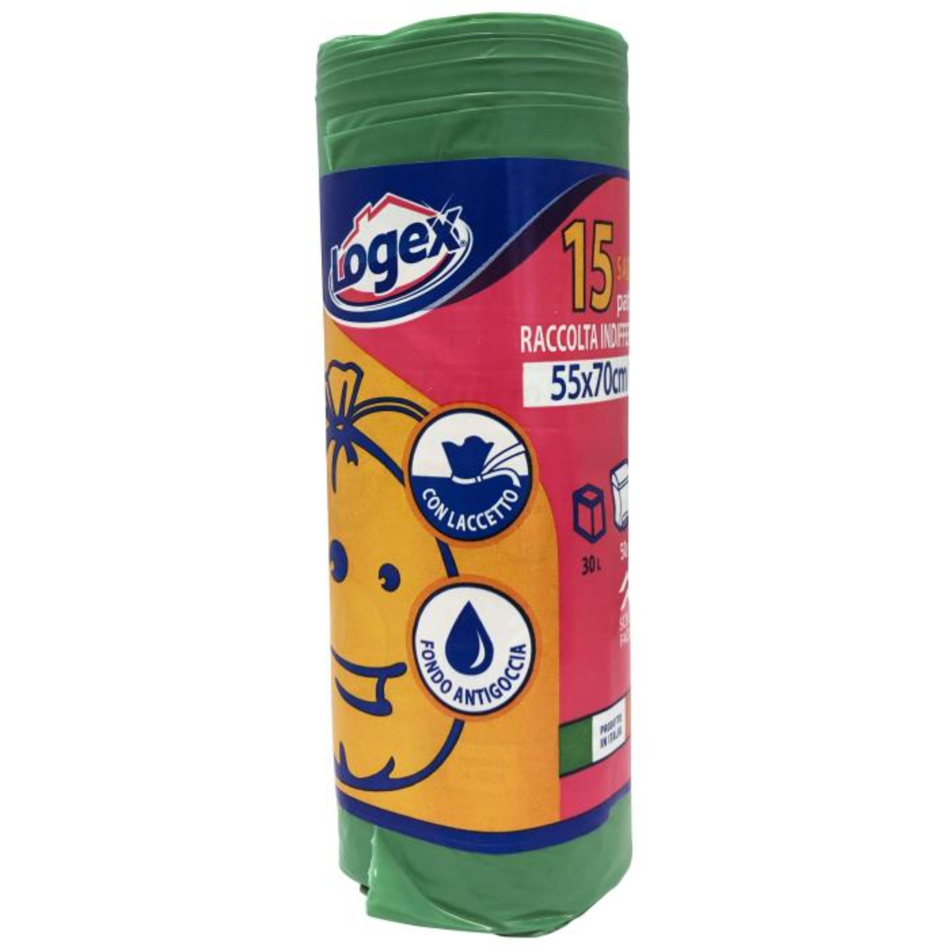 LOGEX SACCO 50L 55X70 15PZ VERDE S.160Logex