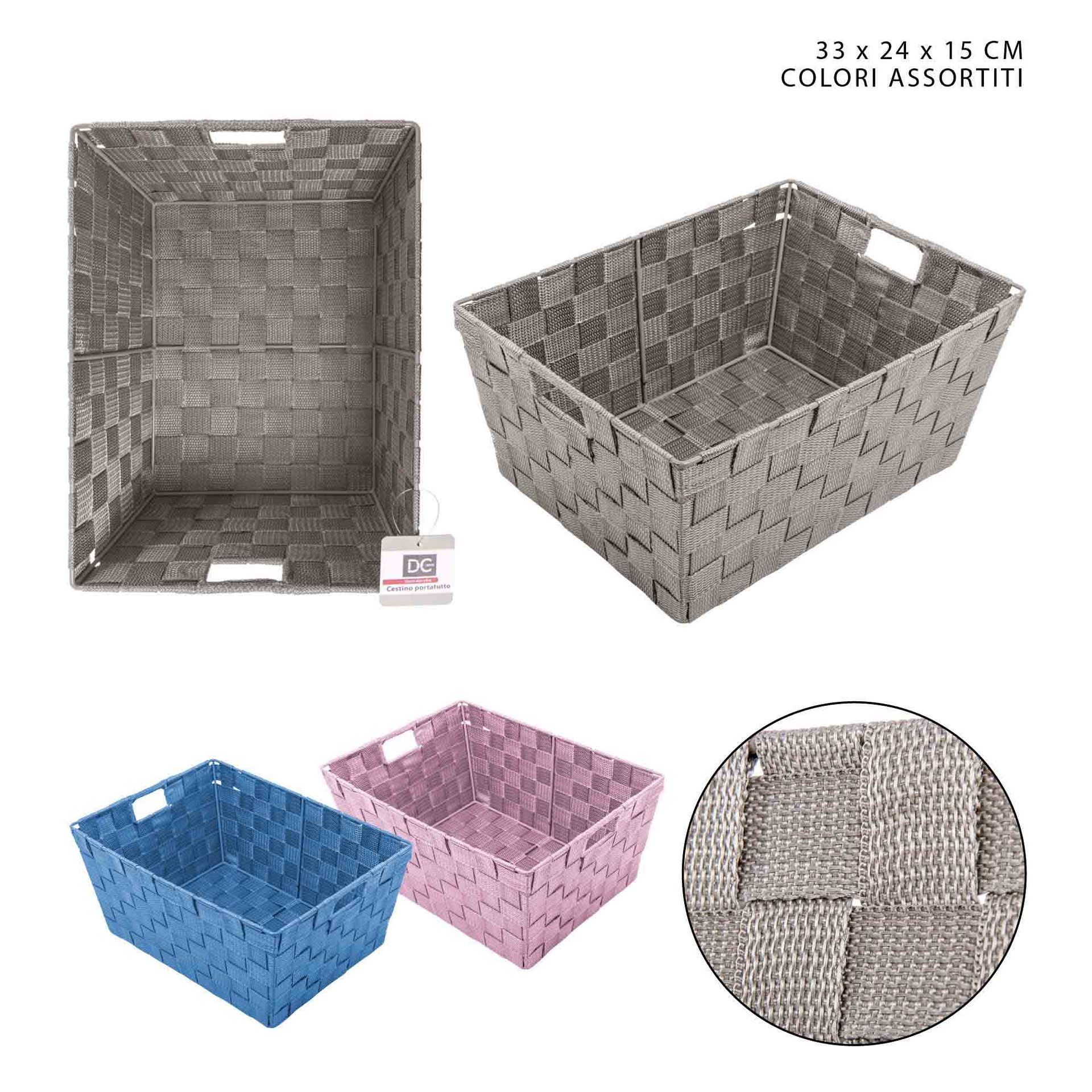 CESTINO PORTATUTTO IN PP 33X24X15CM ASS.Dc