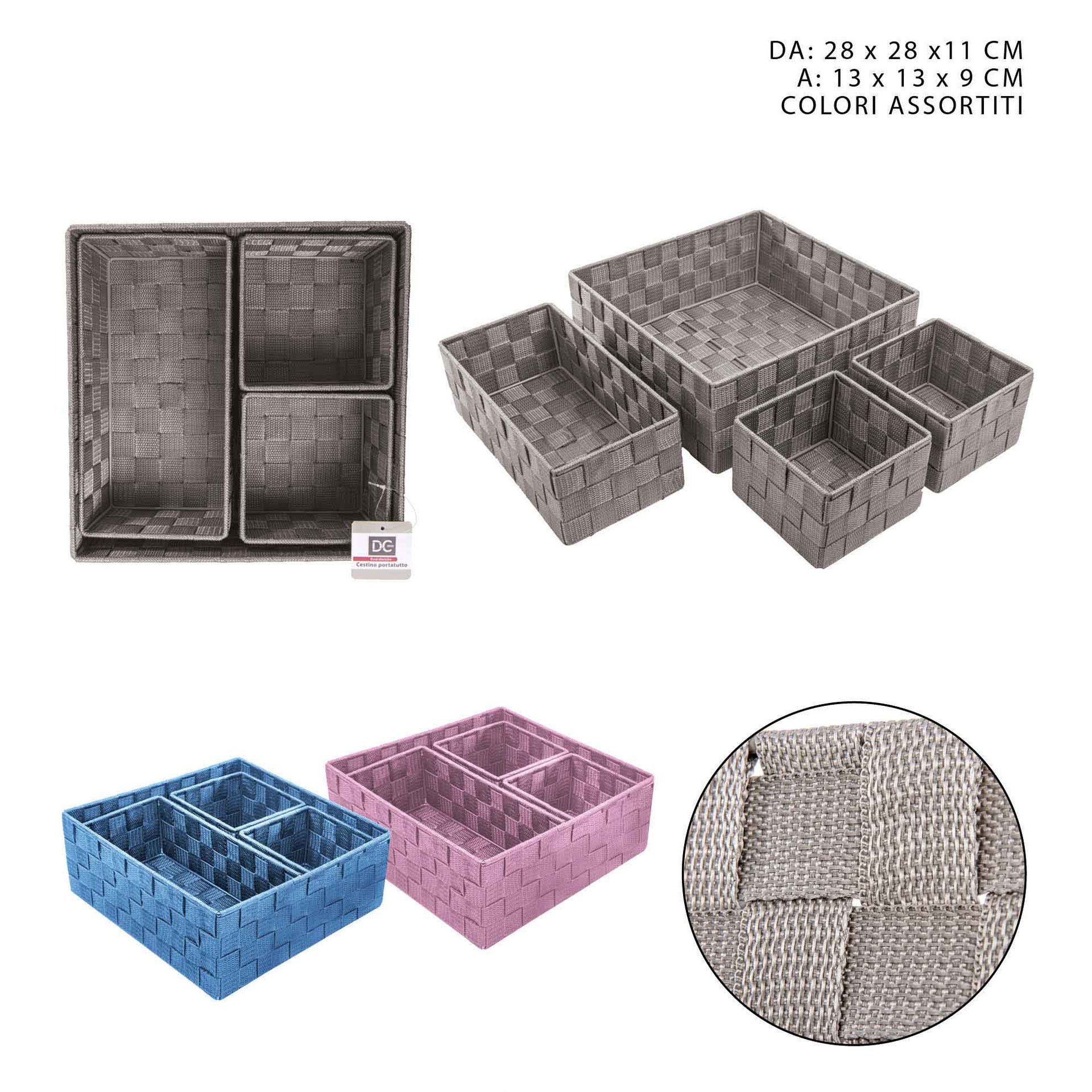 CESTINO PORTATUTTO IN PP 4PZ 13X13X9/28X28X11CMDc