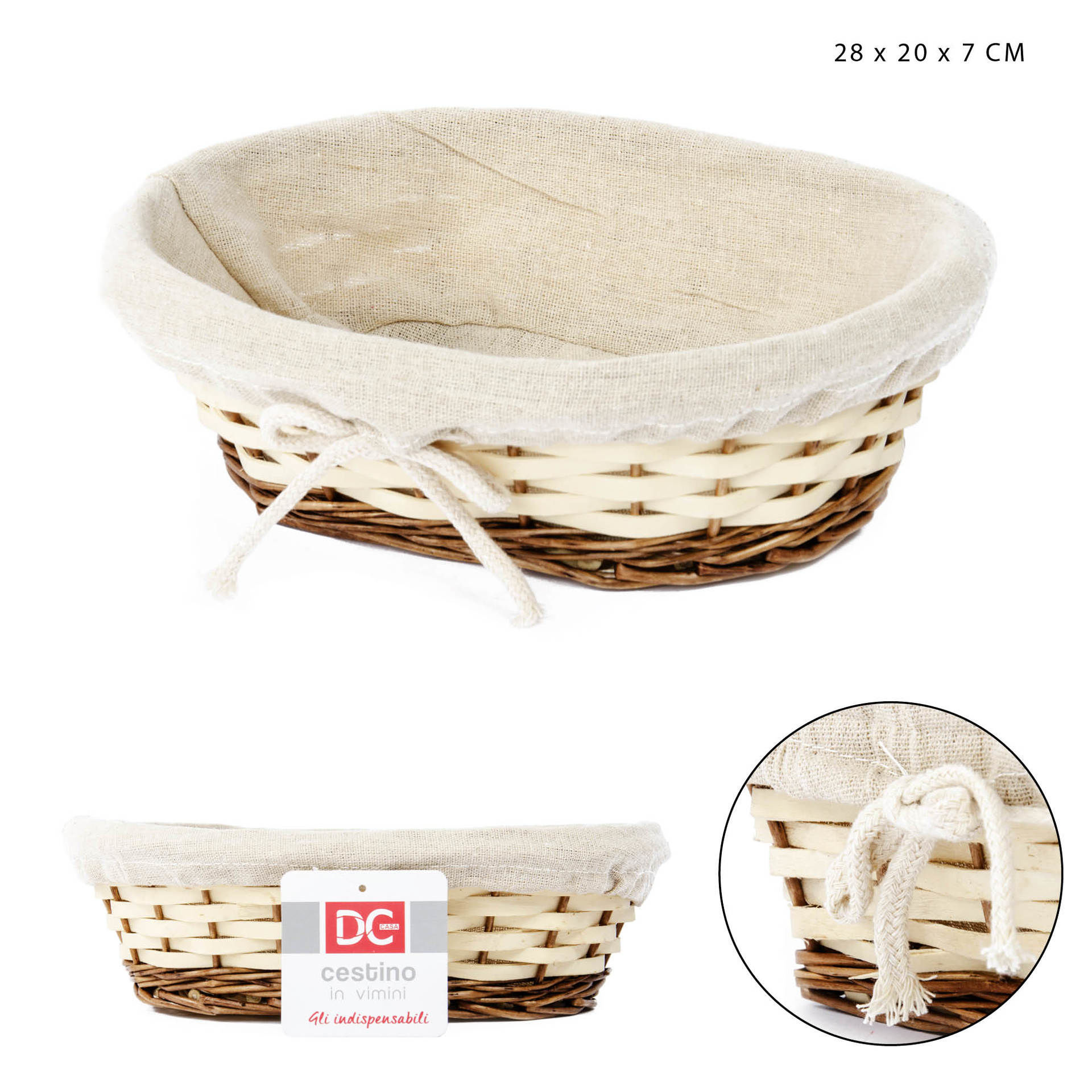 CESTINO VIMINI FODERATO OVALE 28X20XH.7CMDc