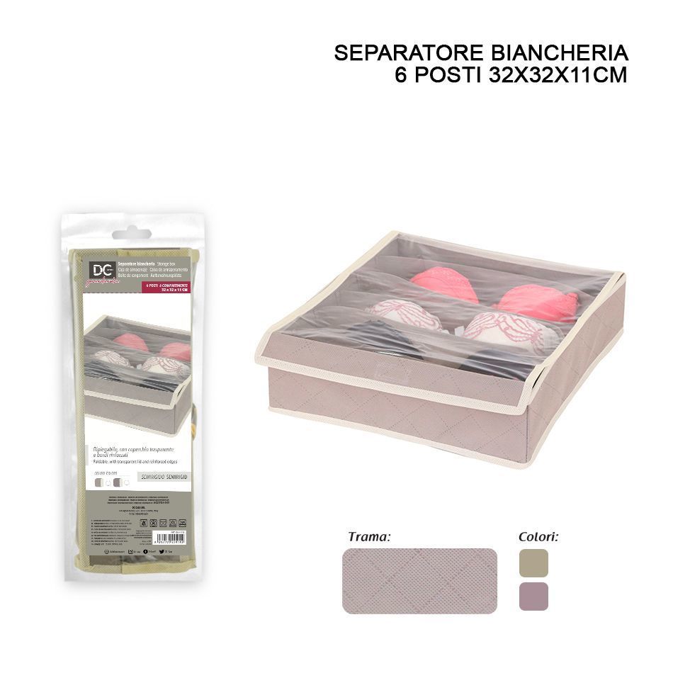 CONTENITORE TNT C/COP. 6POSTI 32X32X11CM ASS.Dc