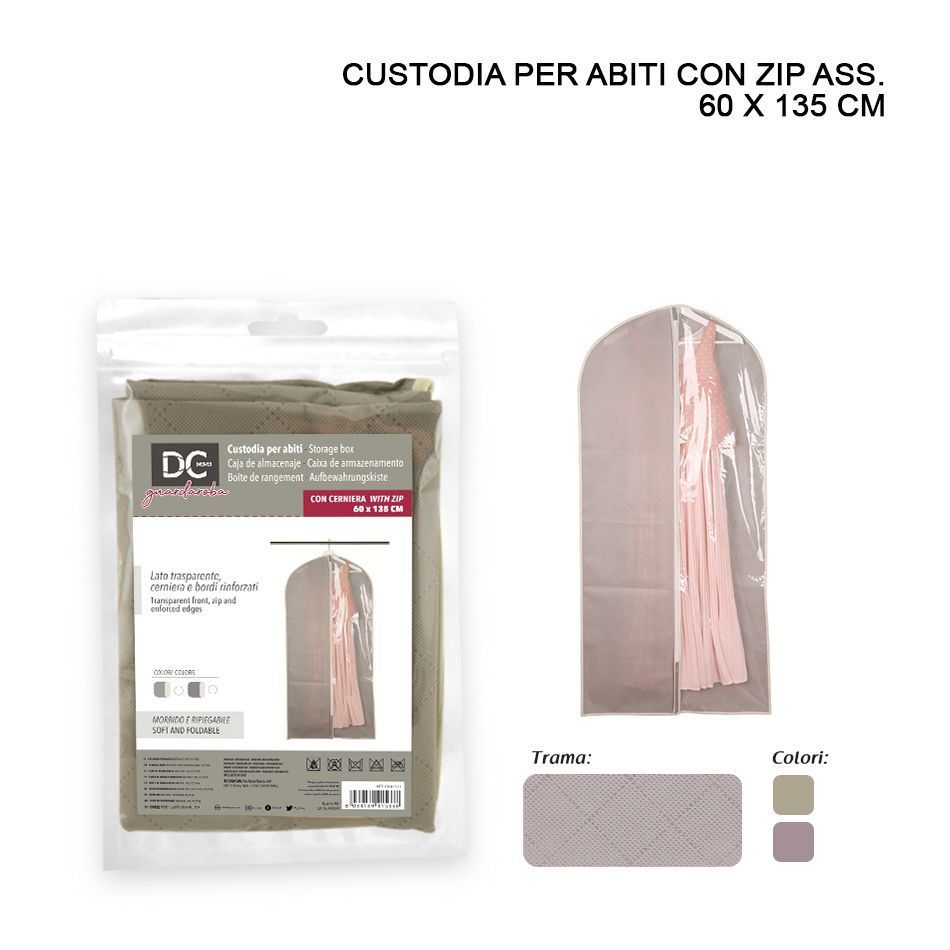 CUSTODIA ABITI TNT C/ZIP 60X135CM ASS.Dc