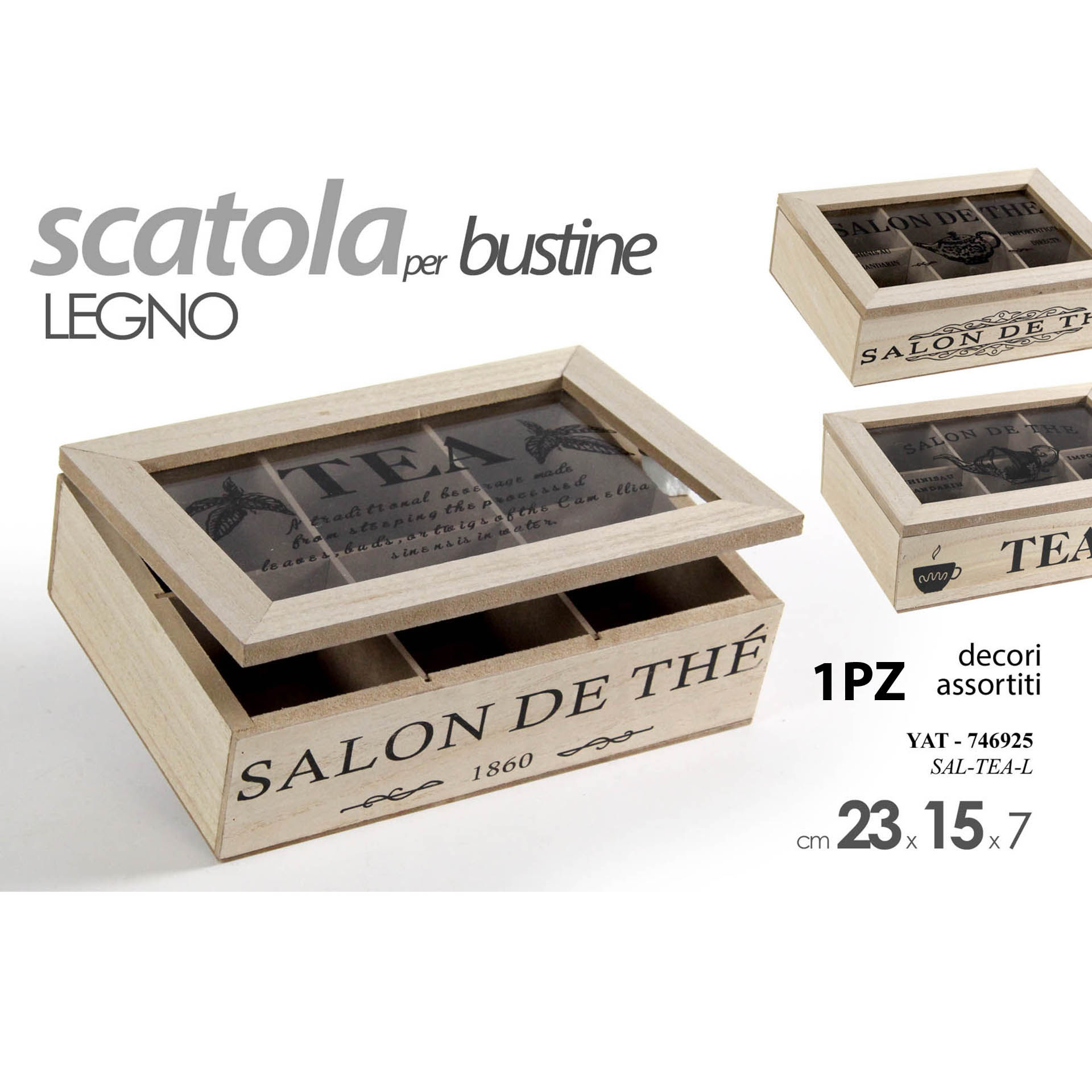 YAT/SCATOLA TEA LEGNO 23*15*7 SAL-TEA-LGicos