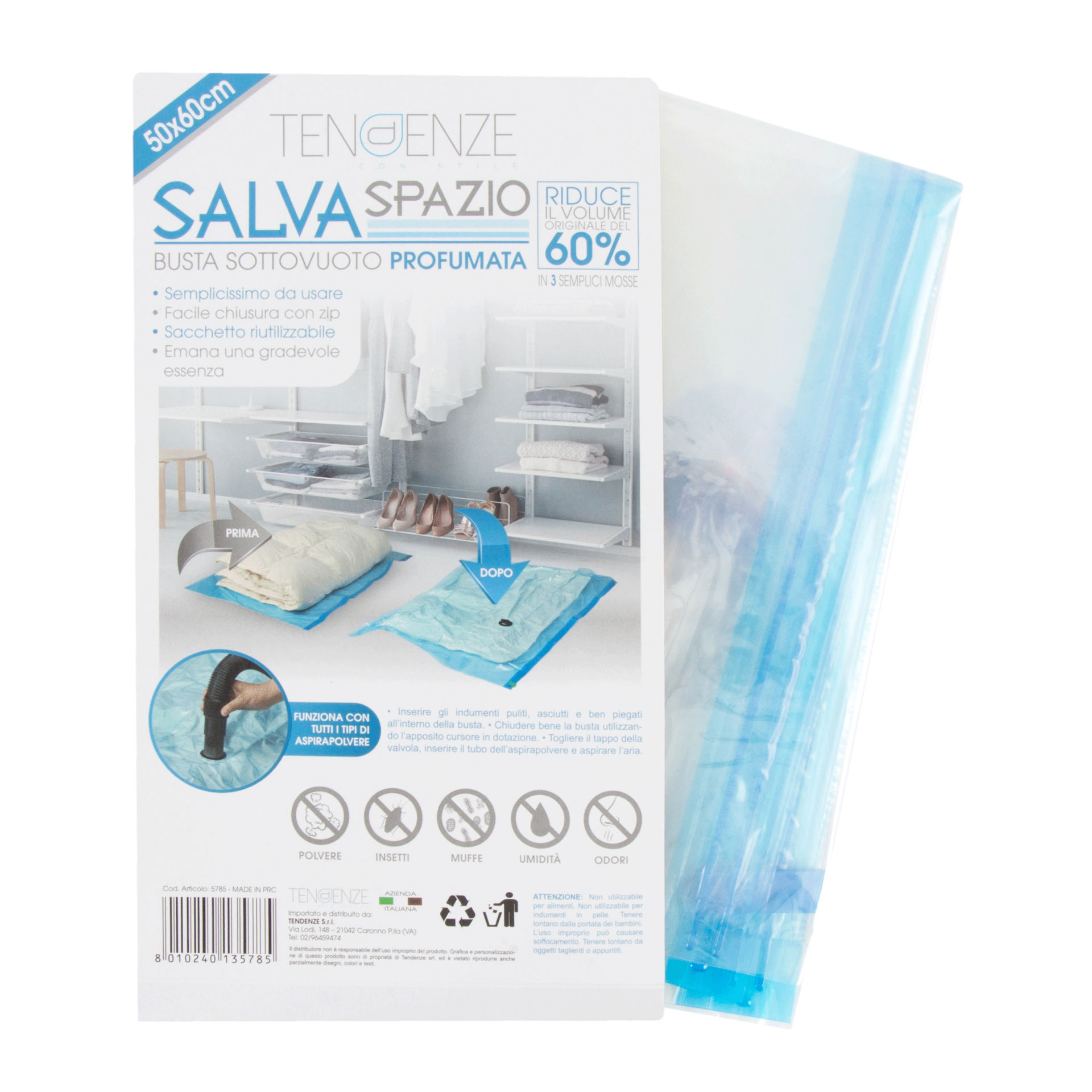 SACCH. SALVASPAZIO PICCOLO IN PVC CM50X60Tendenze