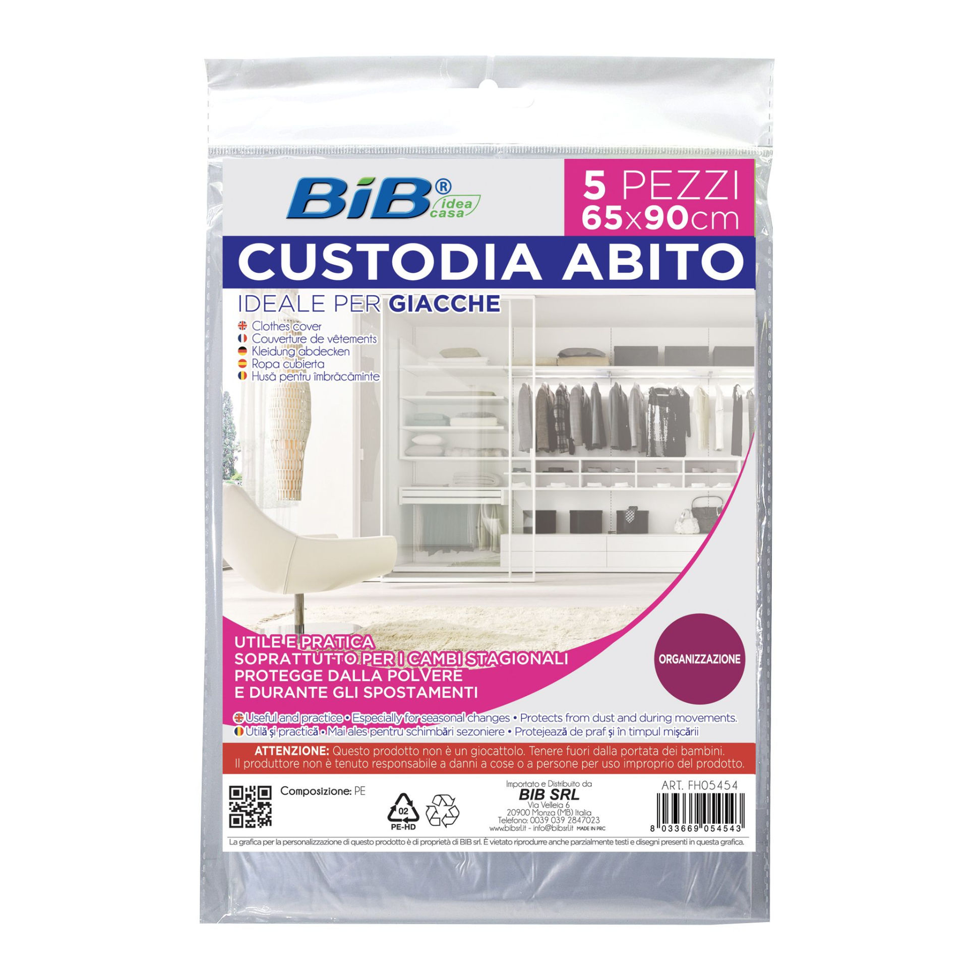 CUSTODIABITO TRASPARENTE  5PZ/65X90CMBib