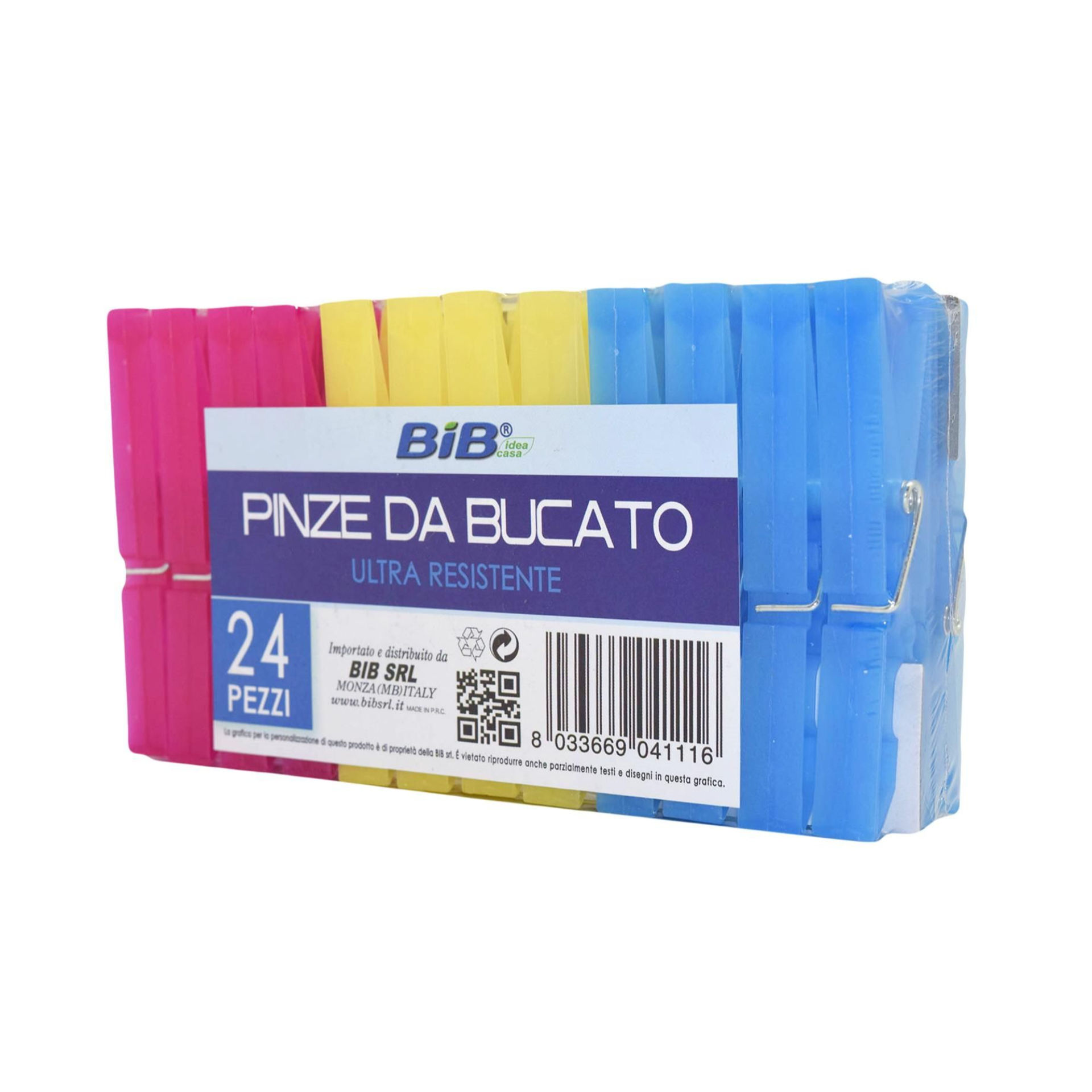 PINZA DA BUCATO PLASTICA 24PZ COLOR 1Bib