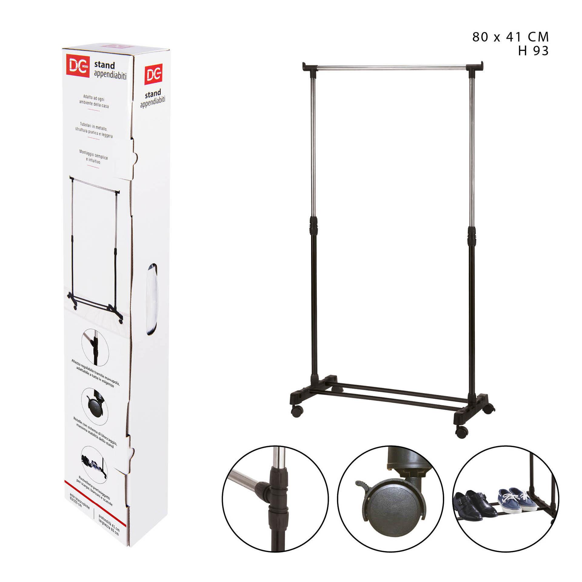 DC CASA APPENDIABITI C/RUOTE 1ASTE 80X41X93-155CMDc