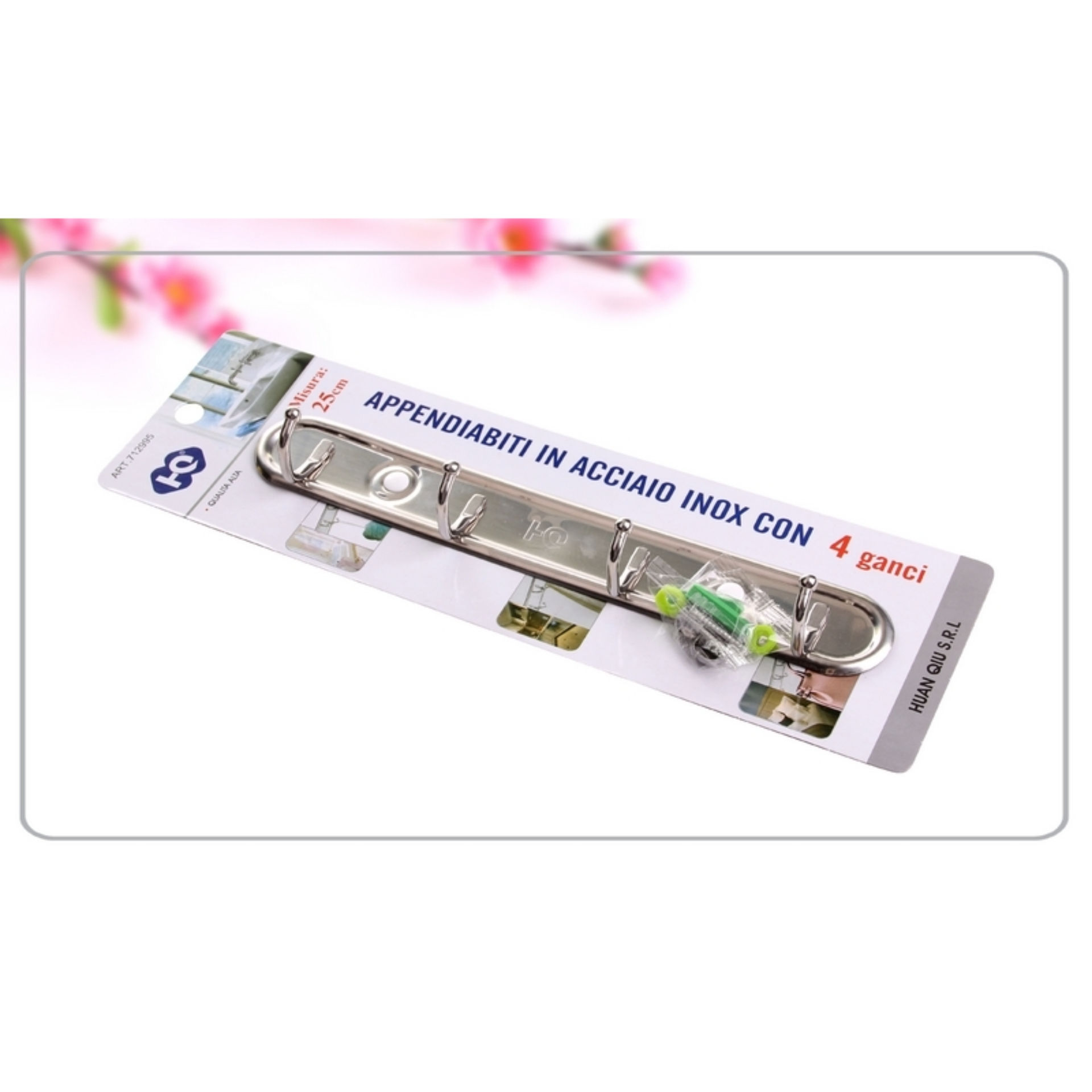 APPENDIABITI CON 4 GANCI IN ACCIAIO INOXHQ