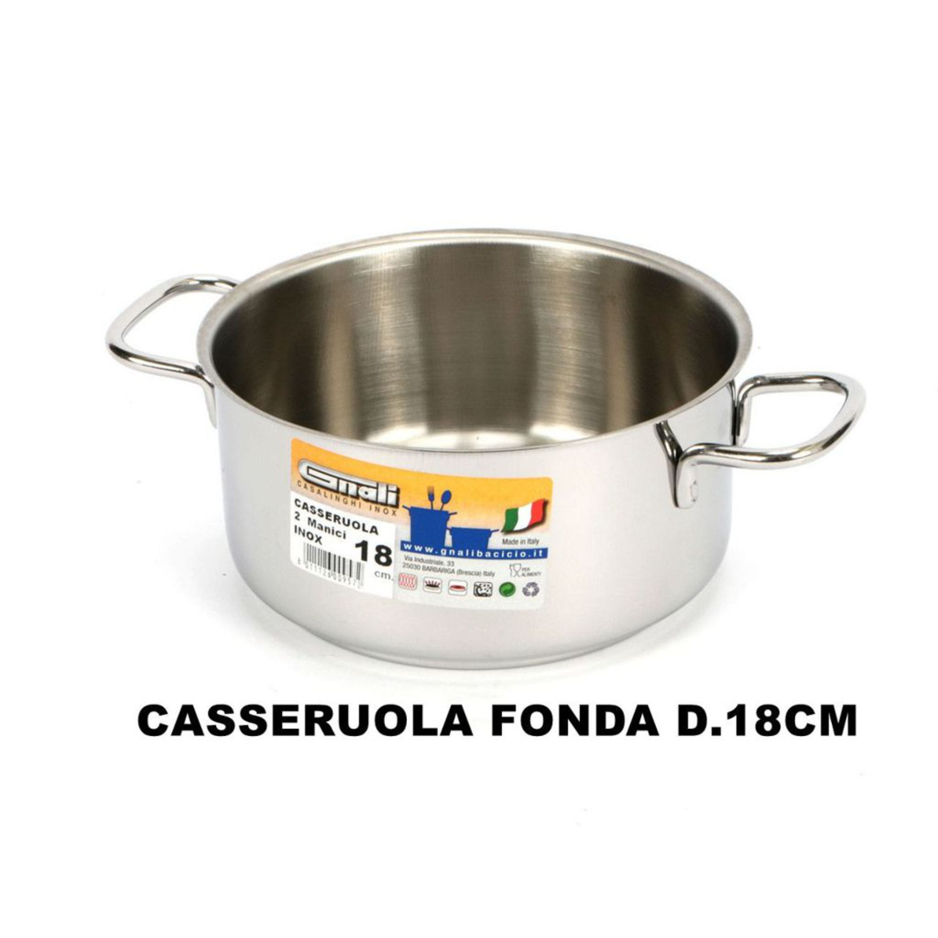 CASSERUOLA FONDA CM.18 2 MANICI INOX 18/C MOD.REALGnali
