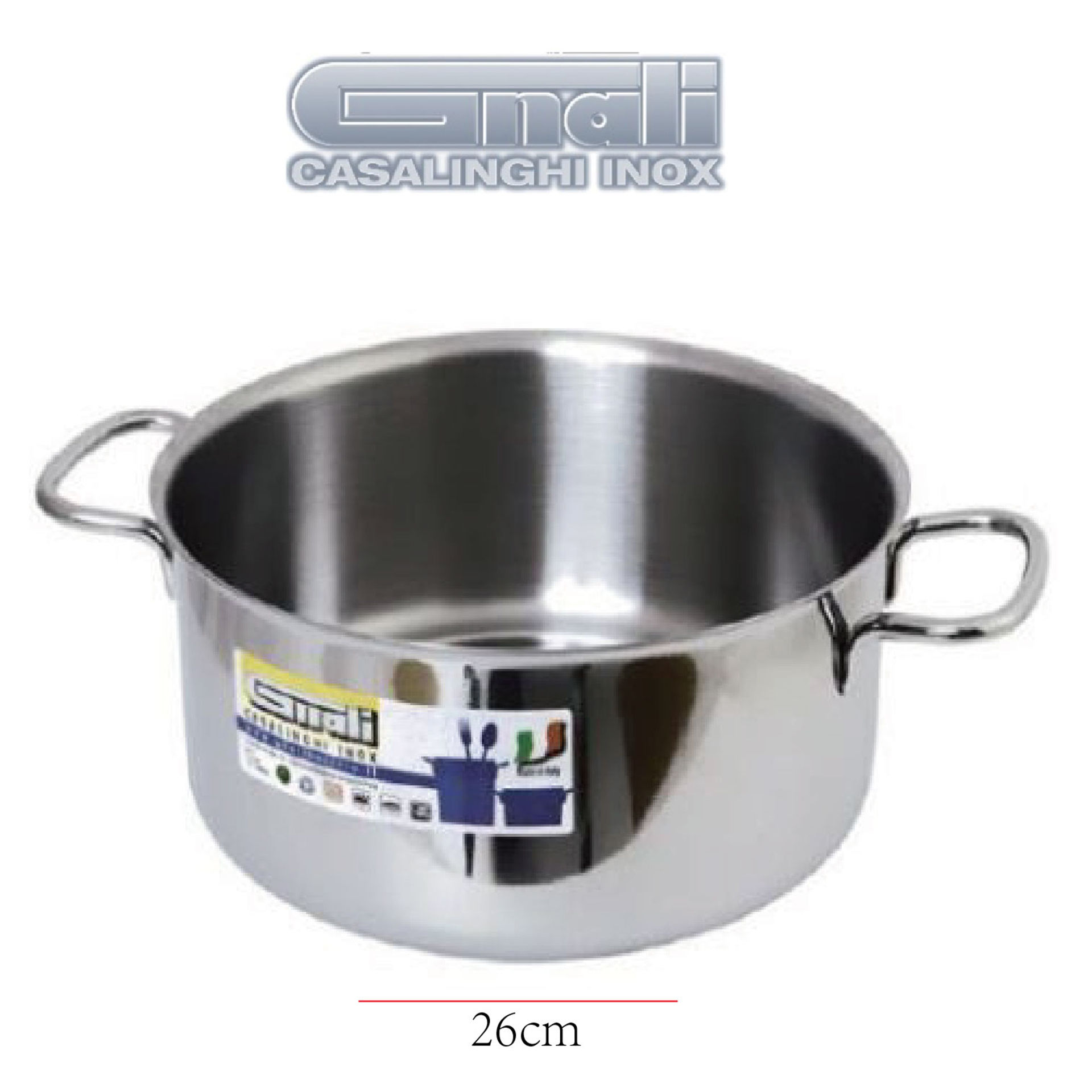CASSERUOLA FONDA CM.26 2 MANICI INOX 18/C MOD.REALGnali