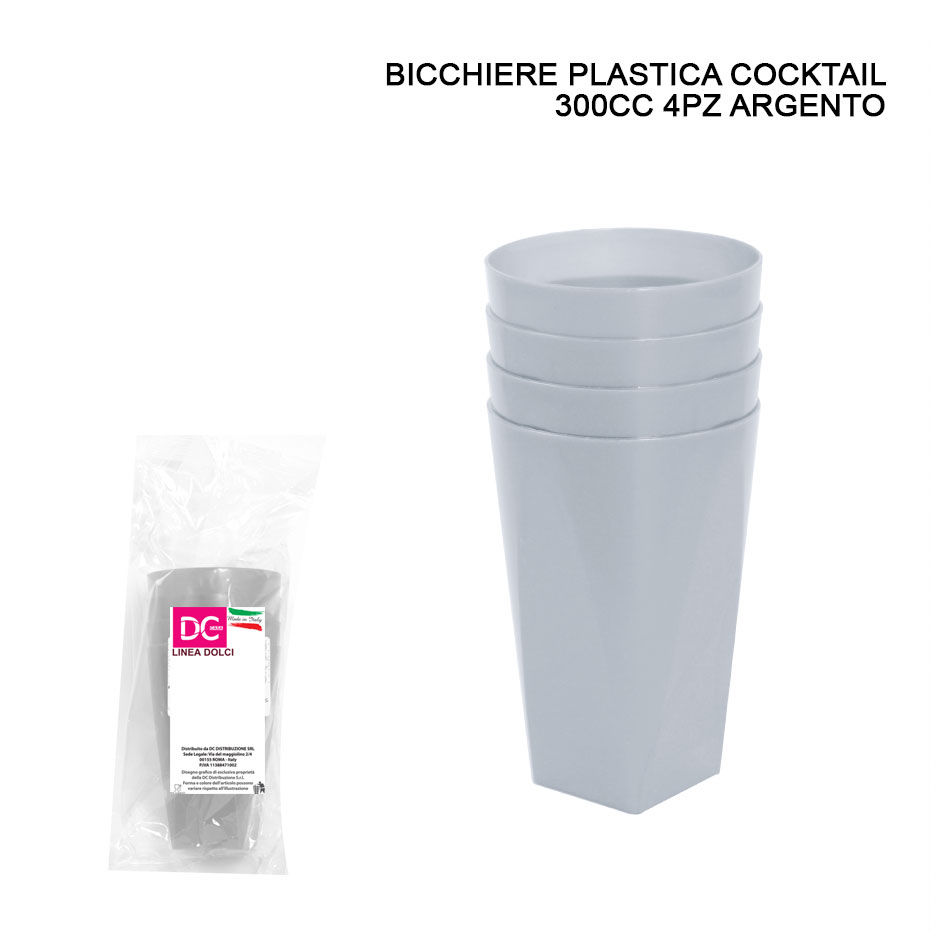 DC CASA BICCHIERE PLAST. COCKTAIL 300CC 4PZ ARGEN.Dc