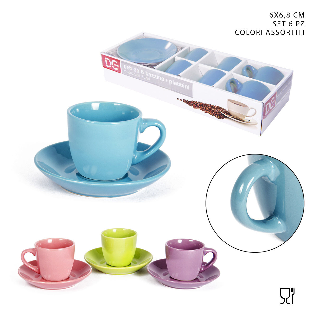 DC CASA TAZZINA C/MAN.+PIATTO 88ML 6PZDc
