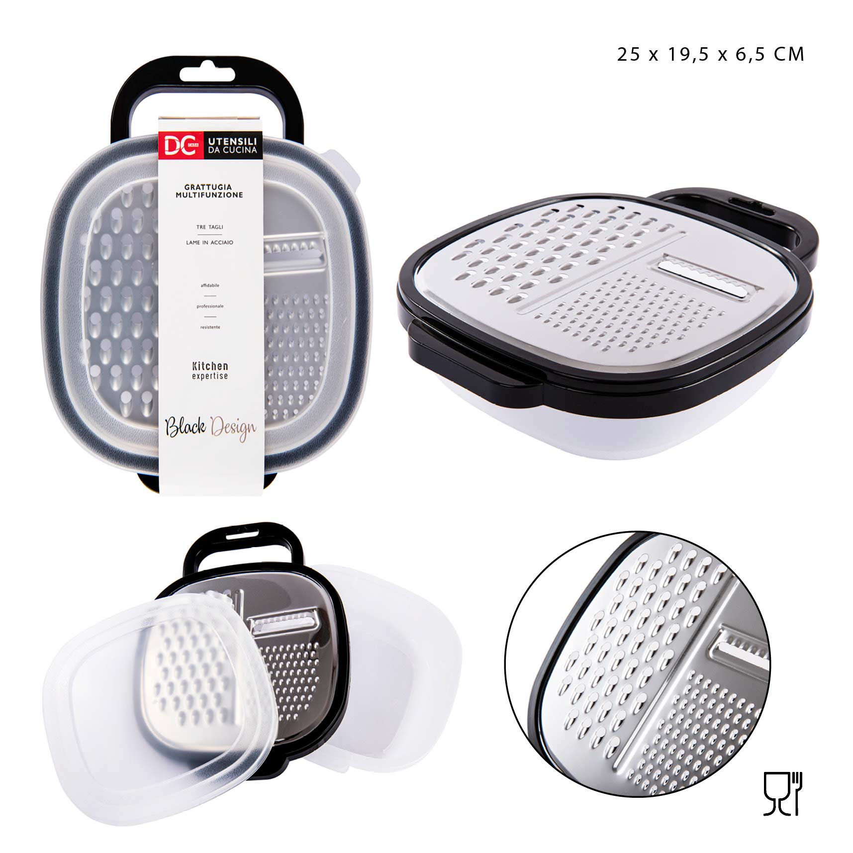 DC CASA L/BLACK GRATTUGIA PIANA C/MAN.25X19.5X6.5Dc