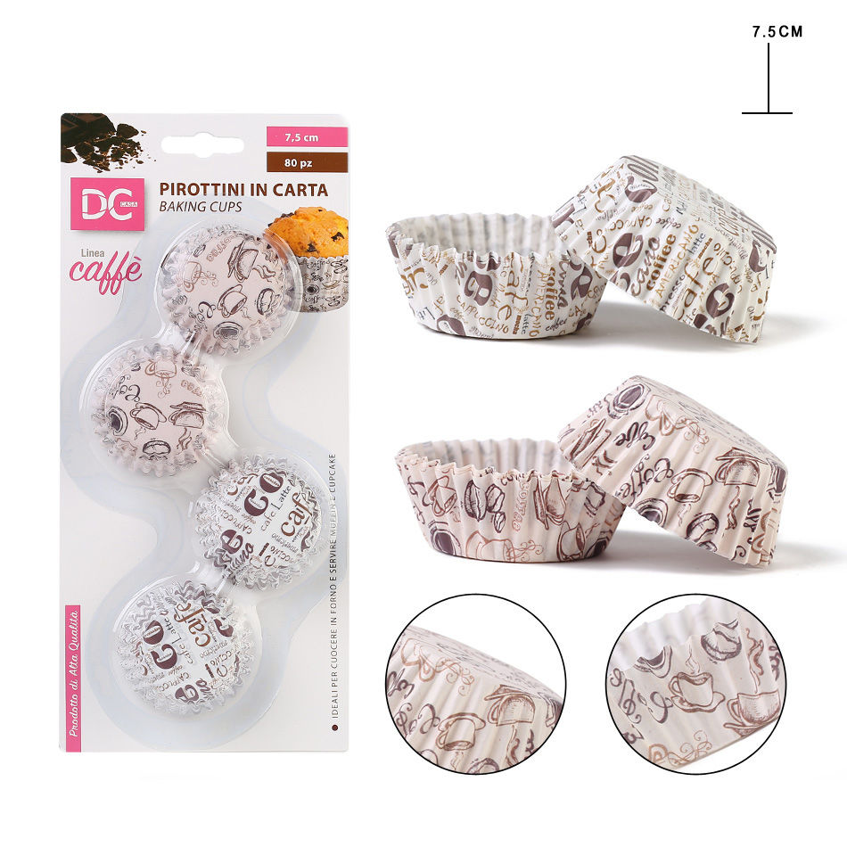 DC CASA PIROTTINI CARTA CUPCAKE CAFFE  7.5CM 80PZDc