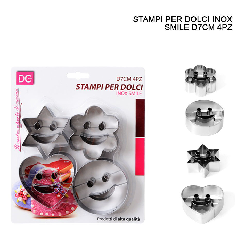 DC CASA FORMINE DOLCI INOX SMILE 7CM 4PZDc