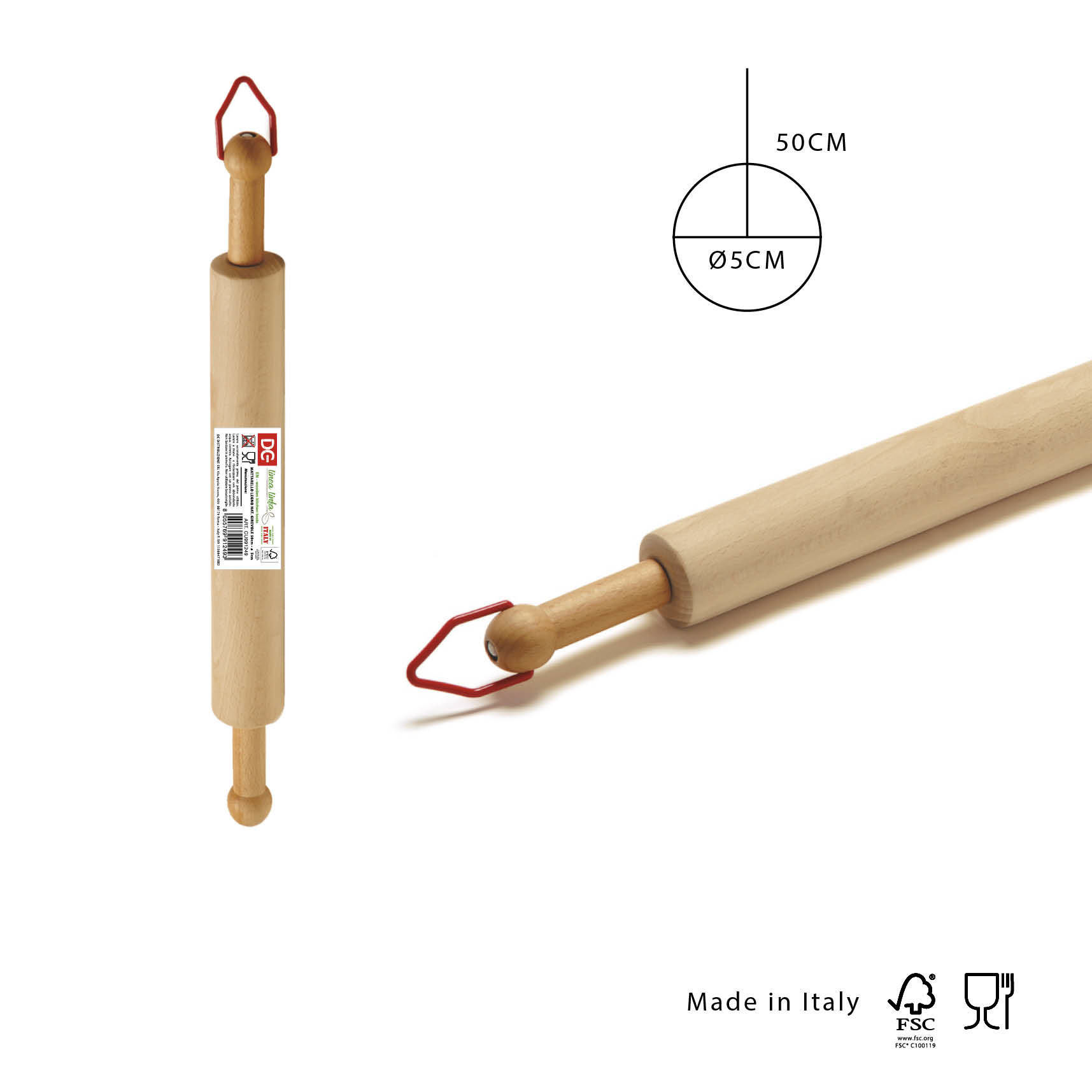DC CASA MATTARELLO GIREVOLE LEGNO NATURALE 50CM D5Dc