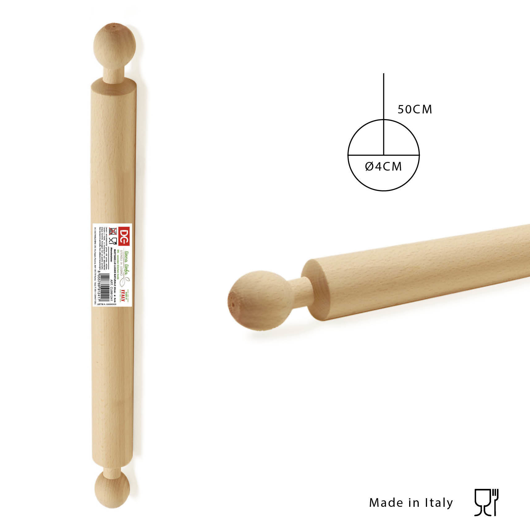 DC CASA MATTARELLO LEGNO NATURALE 50CM D.4CMDc
