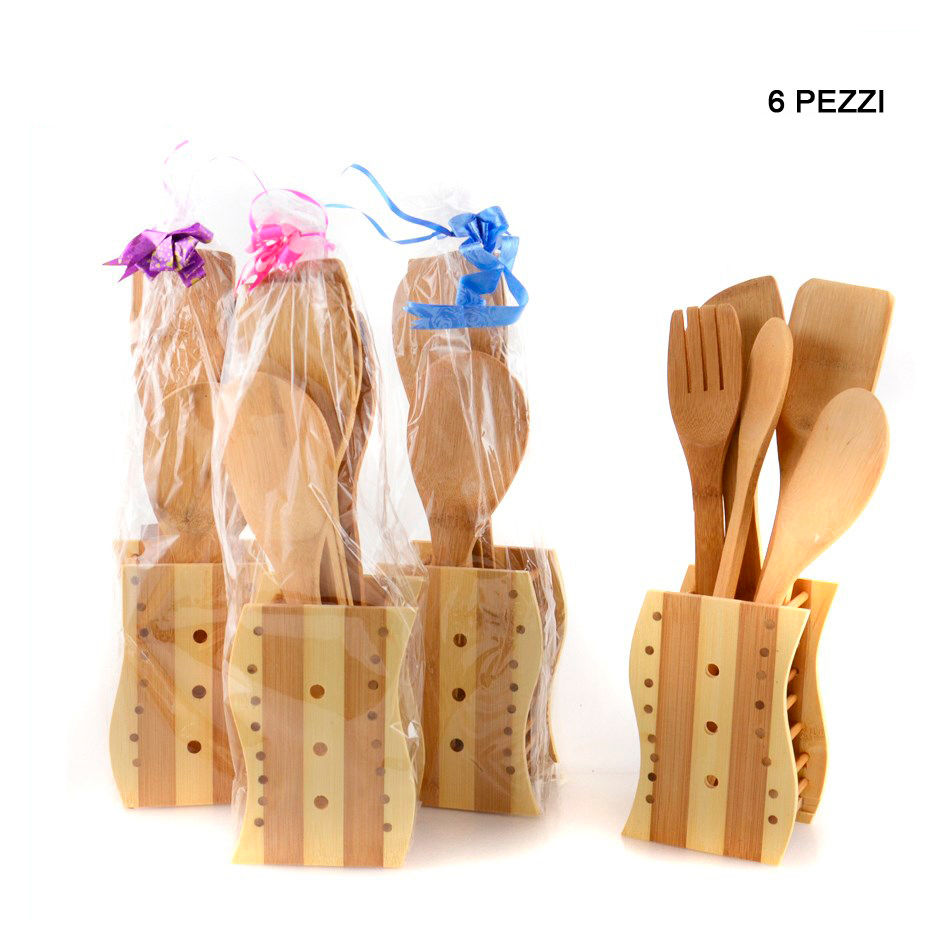 DC CASA MESTOLI LEGNO 32X10CM 5PZ C/PORTAMESTOLIDc
