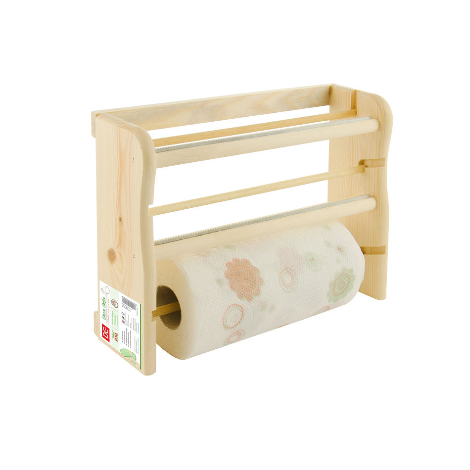 DC CASA PORTAROTOLO LEGNO 3POSTI 33.5X25X10CMDc