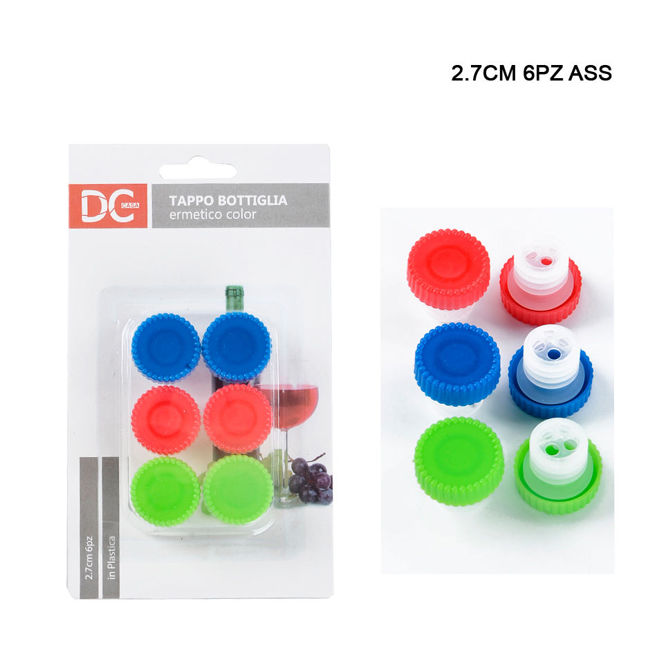 DC CASA TAPPO BOTTIGLIA ERMETICO COLOR 2.7CM 6PZDc