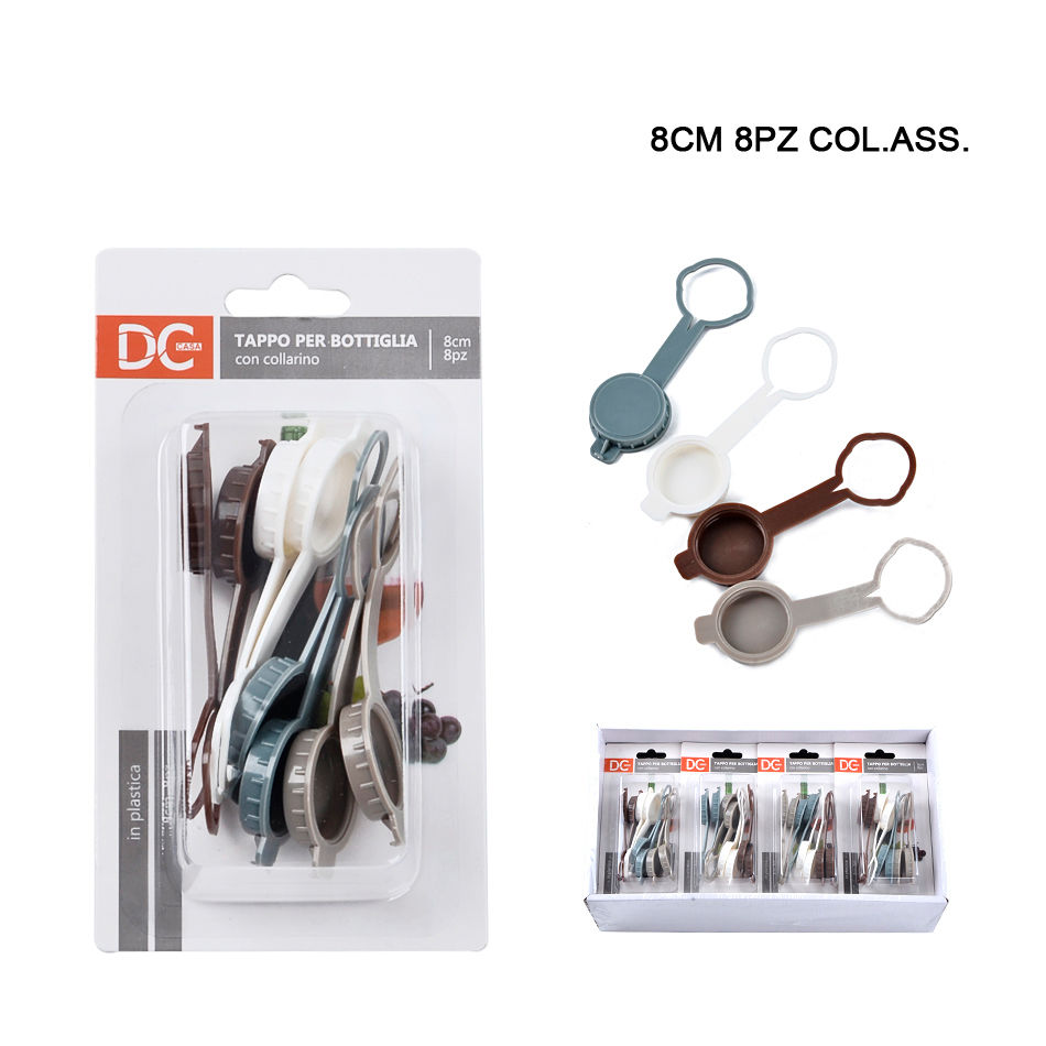 DC CASA TAPPO BOTTIGLIA PLAST. C/COLLARINO 8CM 8PZDc