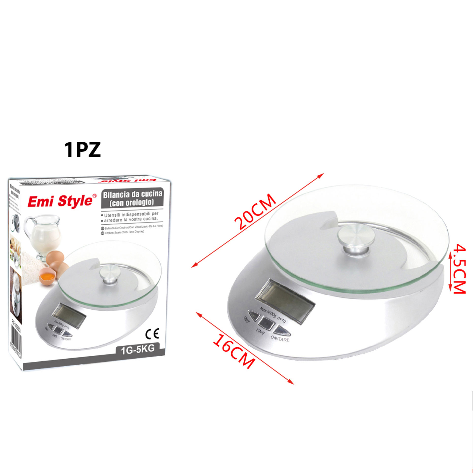 BILANCIA DA CUCINA (CON OROLOGIO) 5KG/1GEmi Style