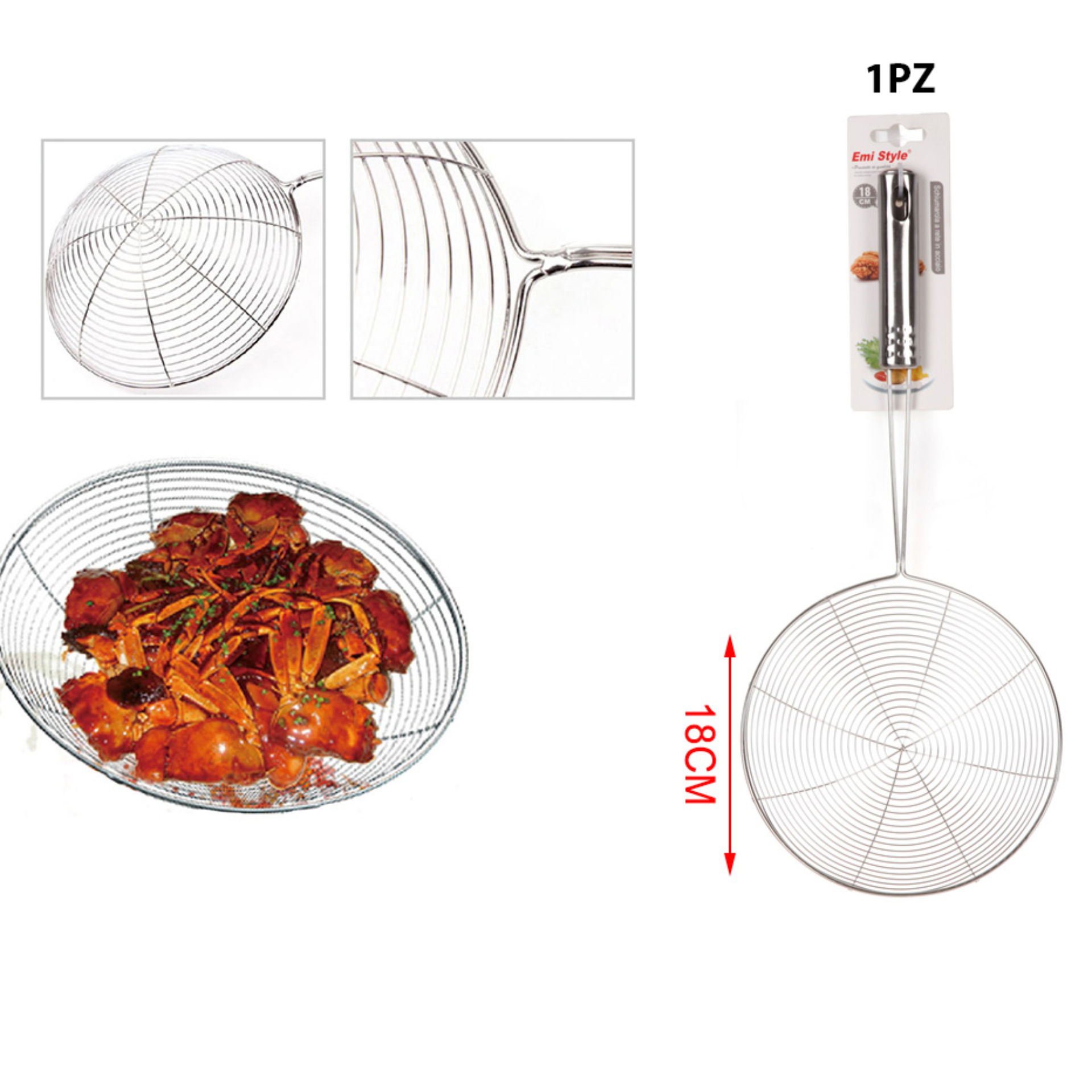 SCHIUMAROLA A RETE IN ACCIAIO 18CM 6409397Emi Style
