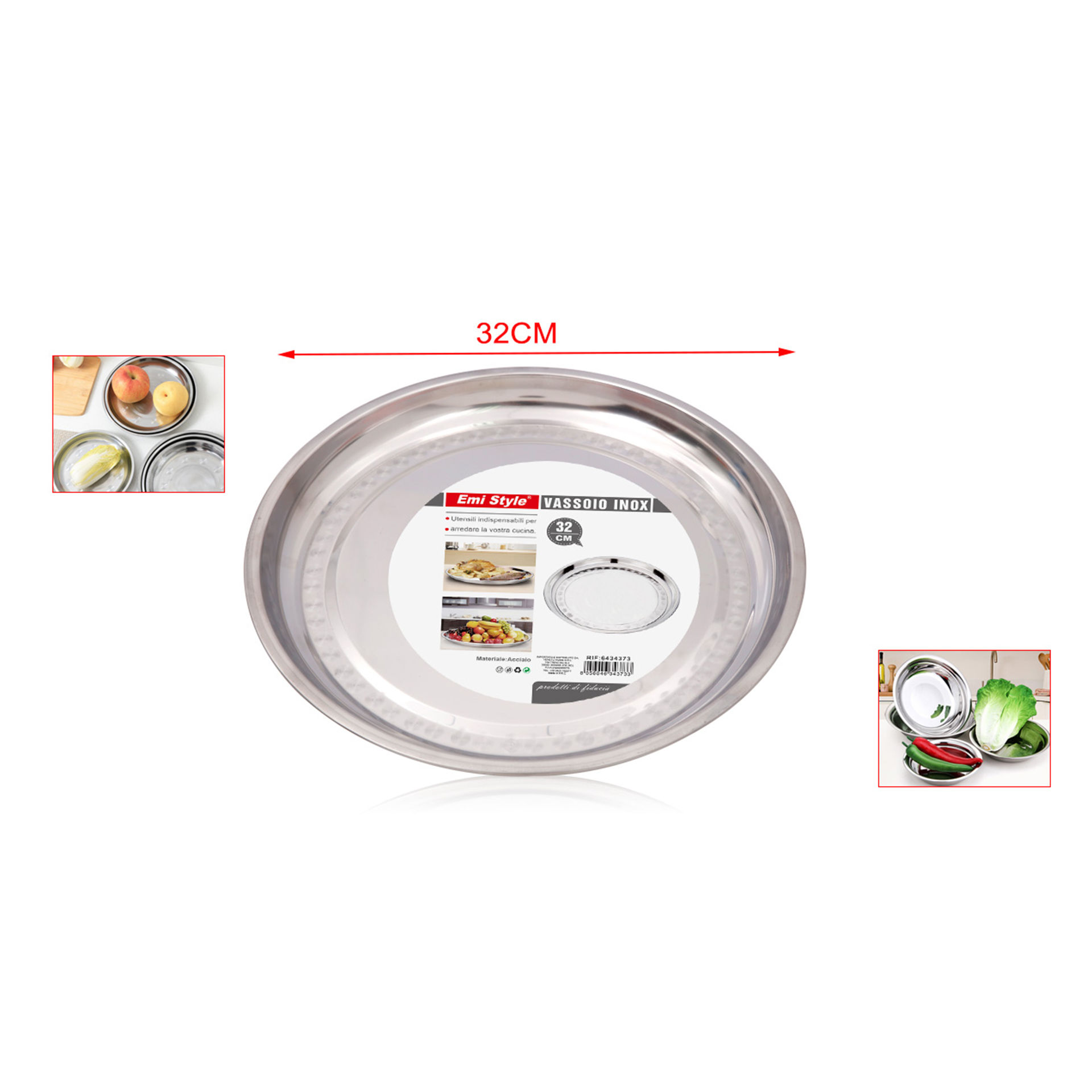 VASSOIO INOX 32CM 220G 6409363Emi Style