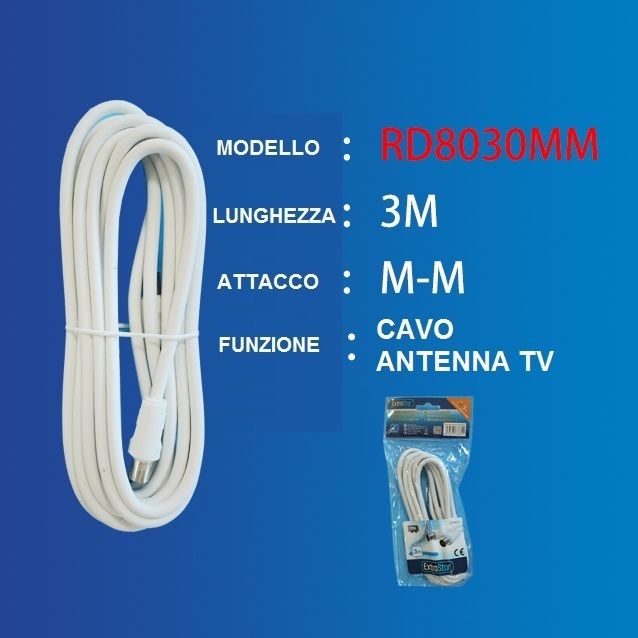 CAVO ANTENNA TV RG59 3M M.M.Extrastar