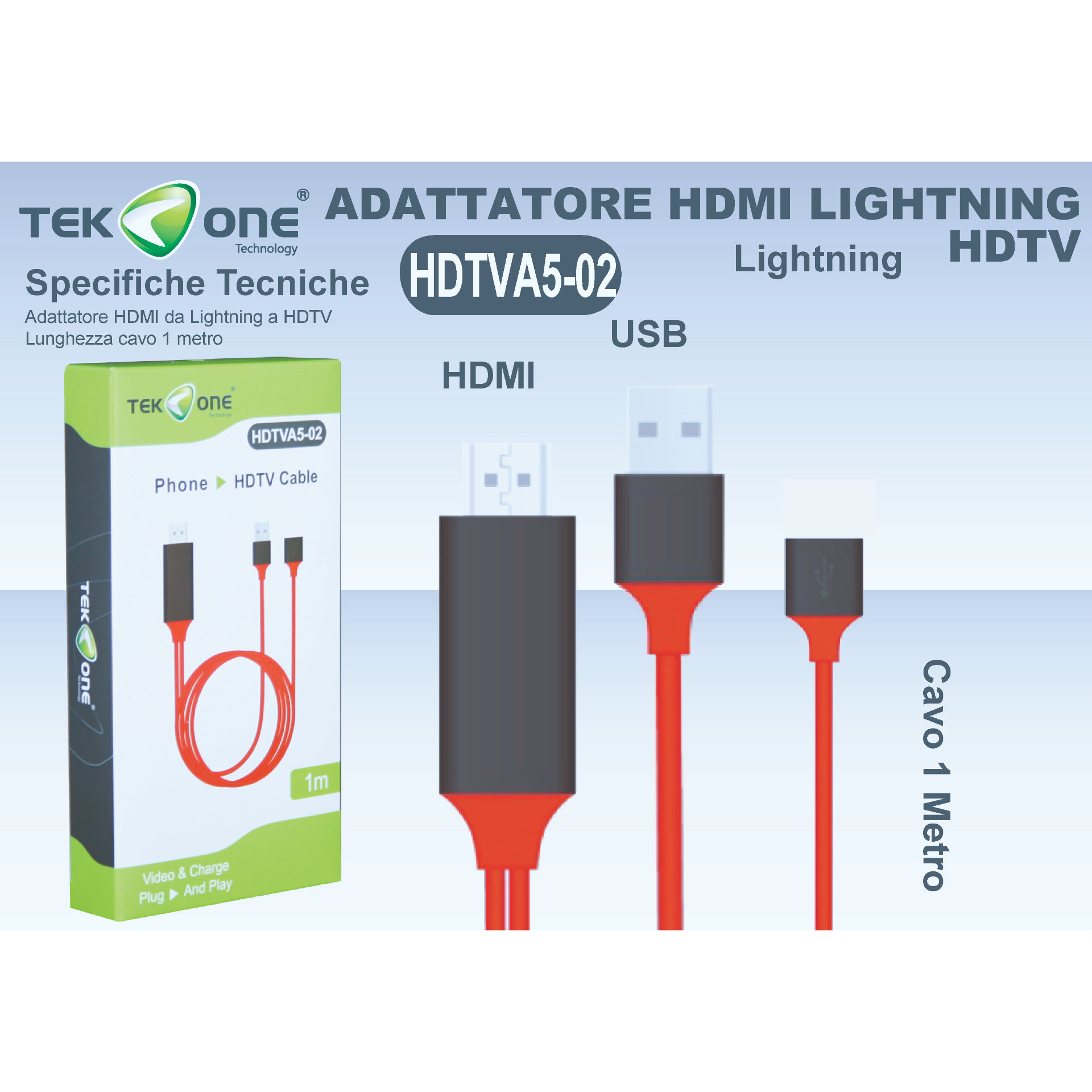 ADATTATORE HDMI UNIVERSAL /HDTV 1MTekone