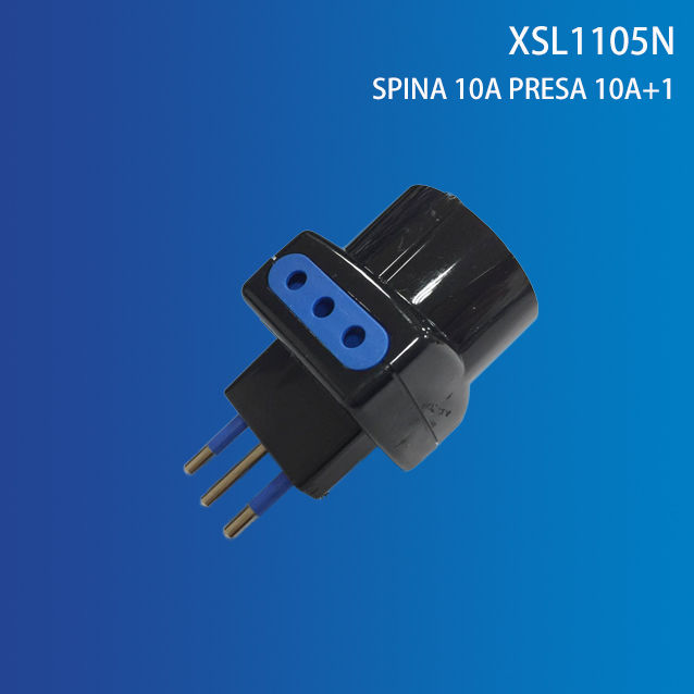 ADATTATORE 10A 2 PRESE 10A+1 SCHUKO NEROExtrastar