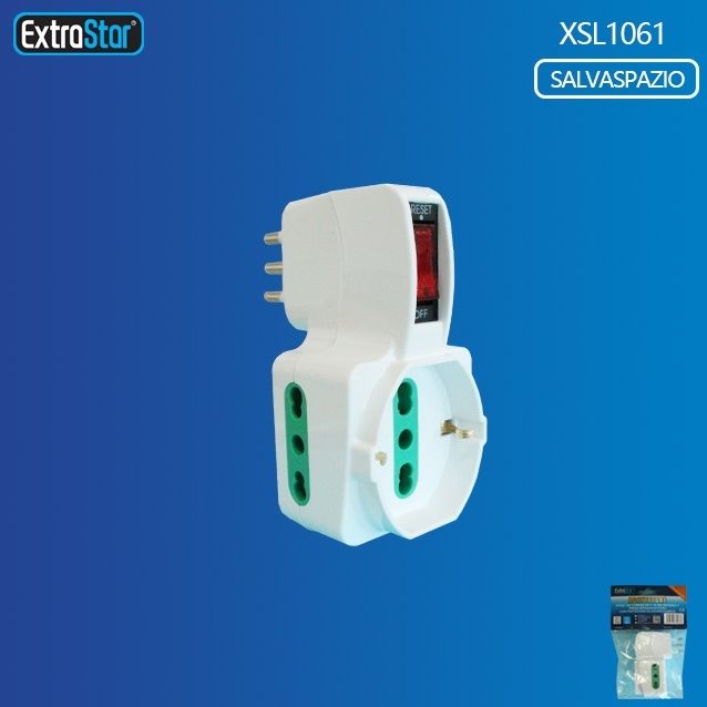 ADATTATORE SPINA 10A CON 2 PRESE 10A/16A+SCHUKOExtrastar