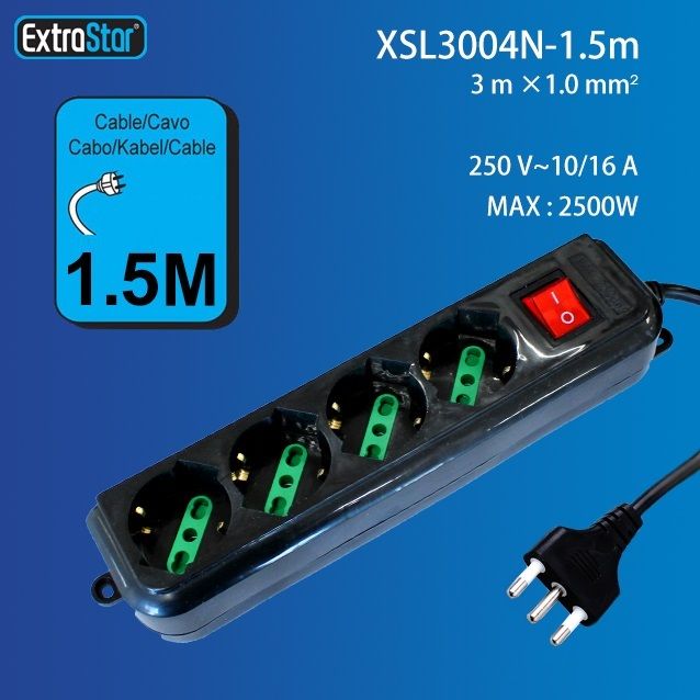 MULTIPRESA 4 POSIZIONI CON INTERRUTTORE-1.5MExtrastar