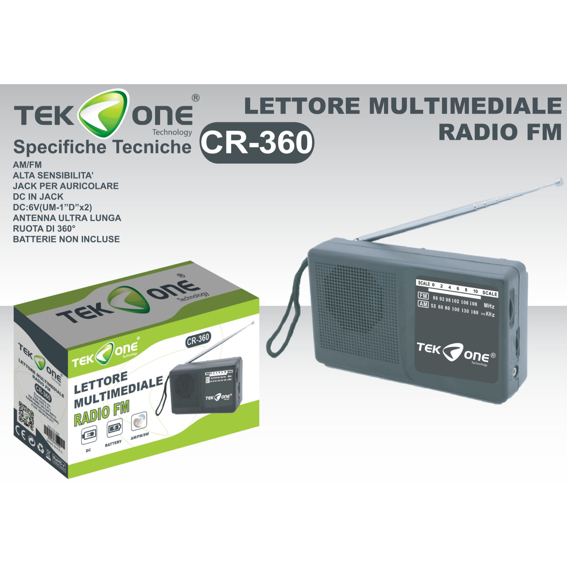 LETTORE MULTIMEDIALE RADIO FM  CR-360Tekone
