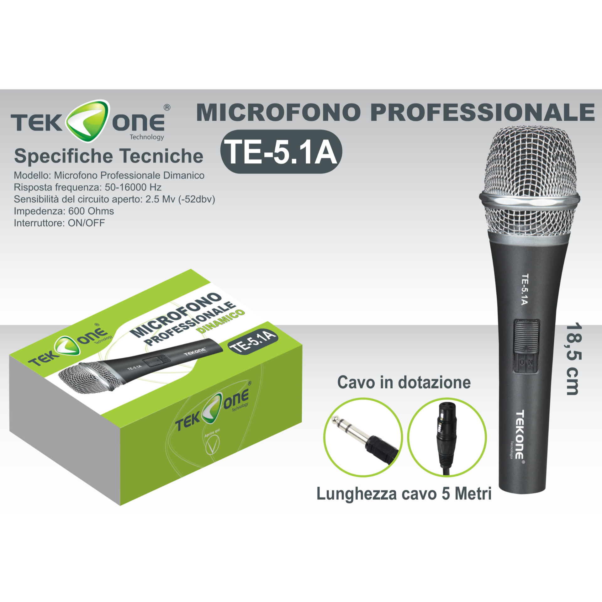 MICROFONO PROFESSIONALE DINAMICO TE5.1ATekone