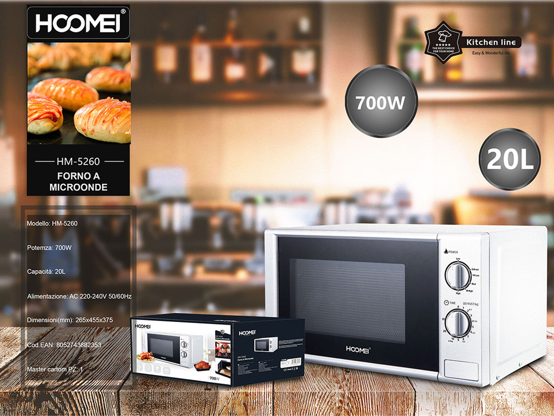 FORNO A MICROONDE 700W 20L HM-5260 (2353)Hoomei