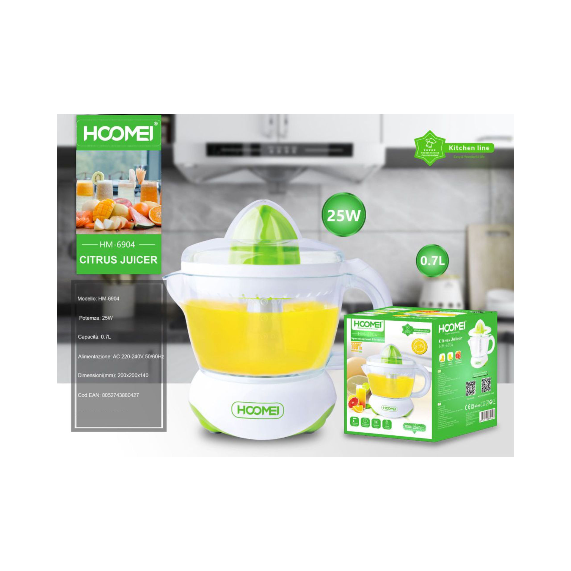 SPREMIAGRUMI ELETTRICO 0.7L 25W HM-6904(0427)Hoomei