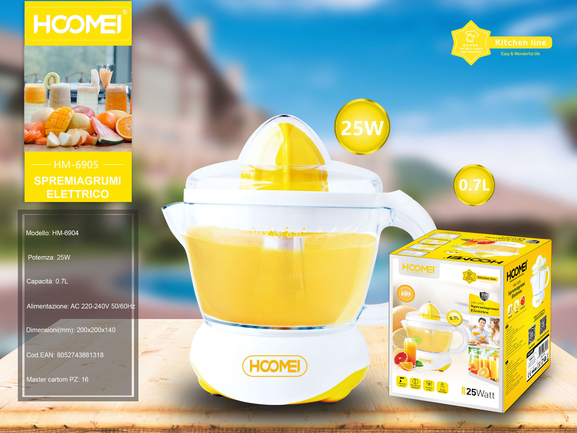 SPREMIAGRUMI ELETTRICO 0.7L 25WHM-6905 (1318)Hoomei