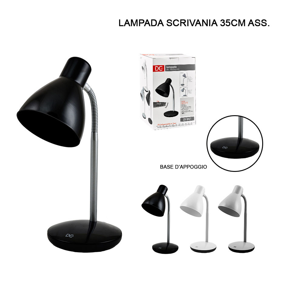 LAMPADA SCRIVANIA FLESSIBILE 15W H.35CM ASS.Dc