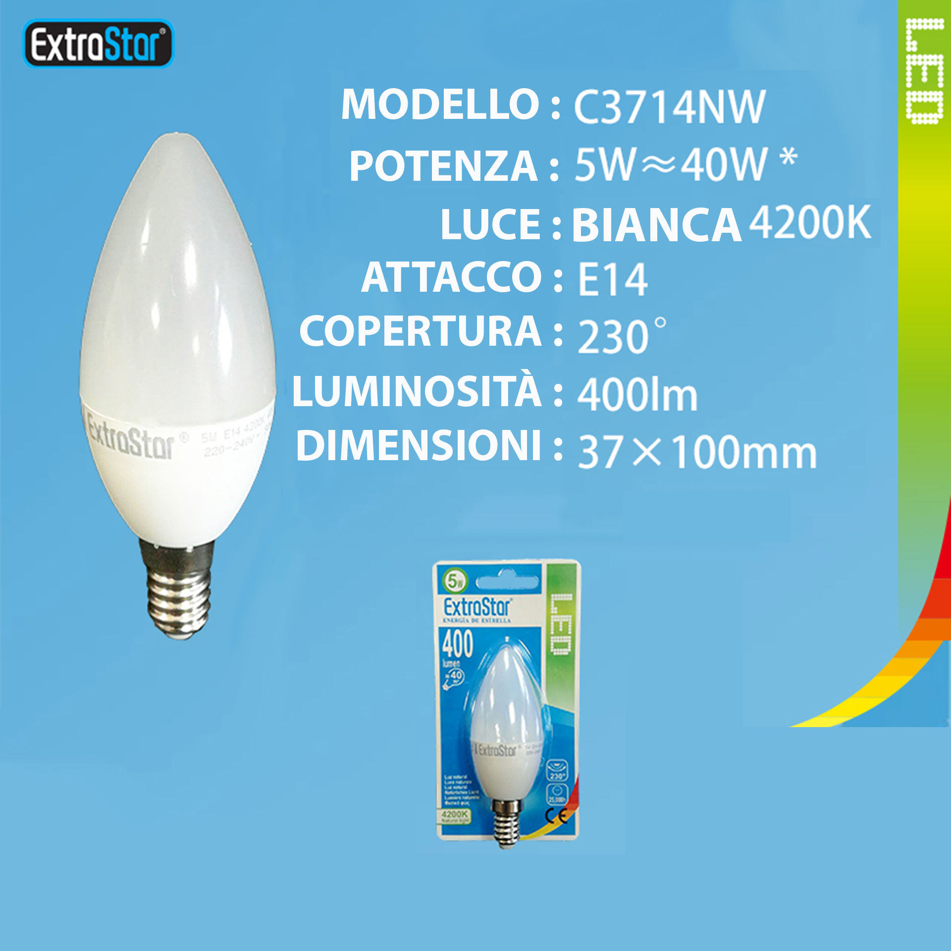 LAMPADINA LED E14 5W 400LM 4200KExtrastar