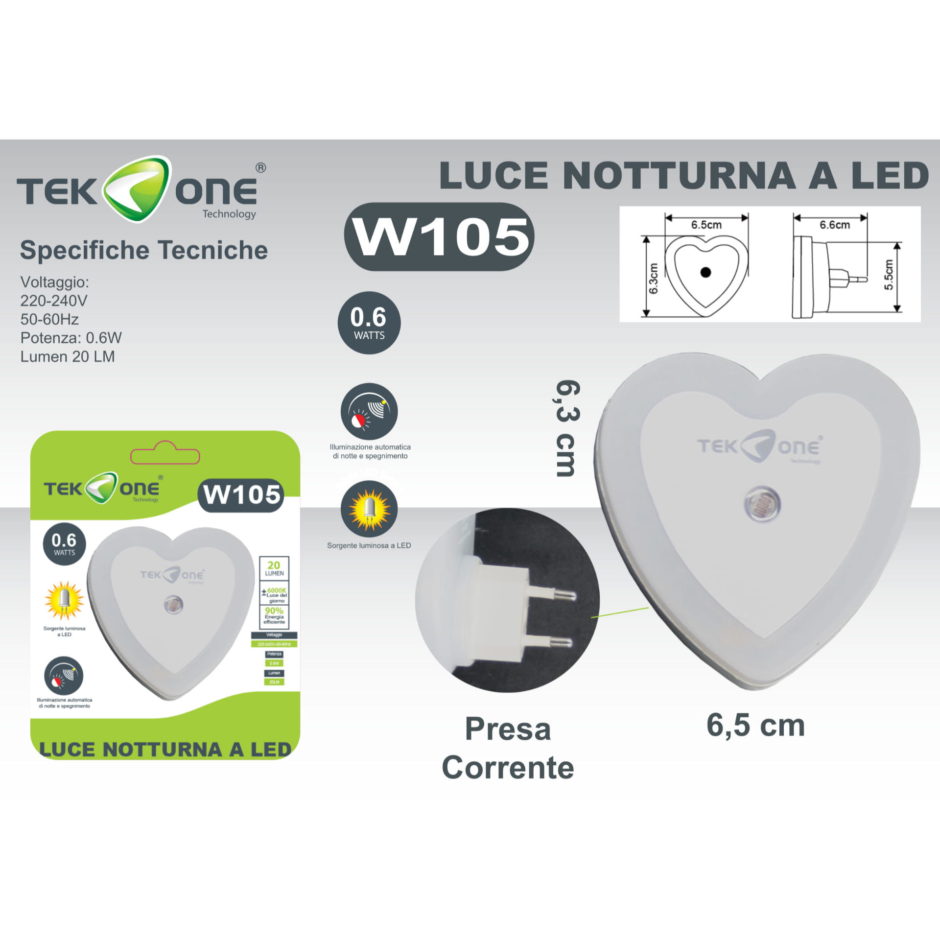 LUCE NOTTURNA A LED W105Tekone