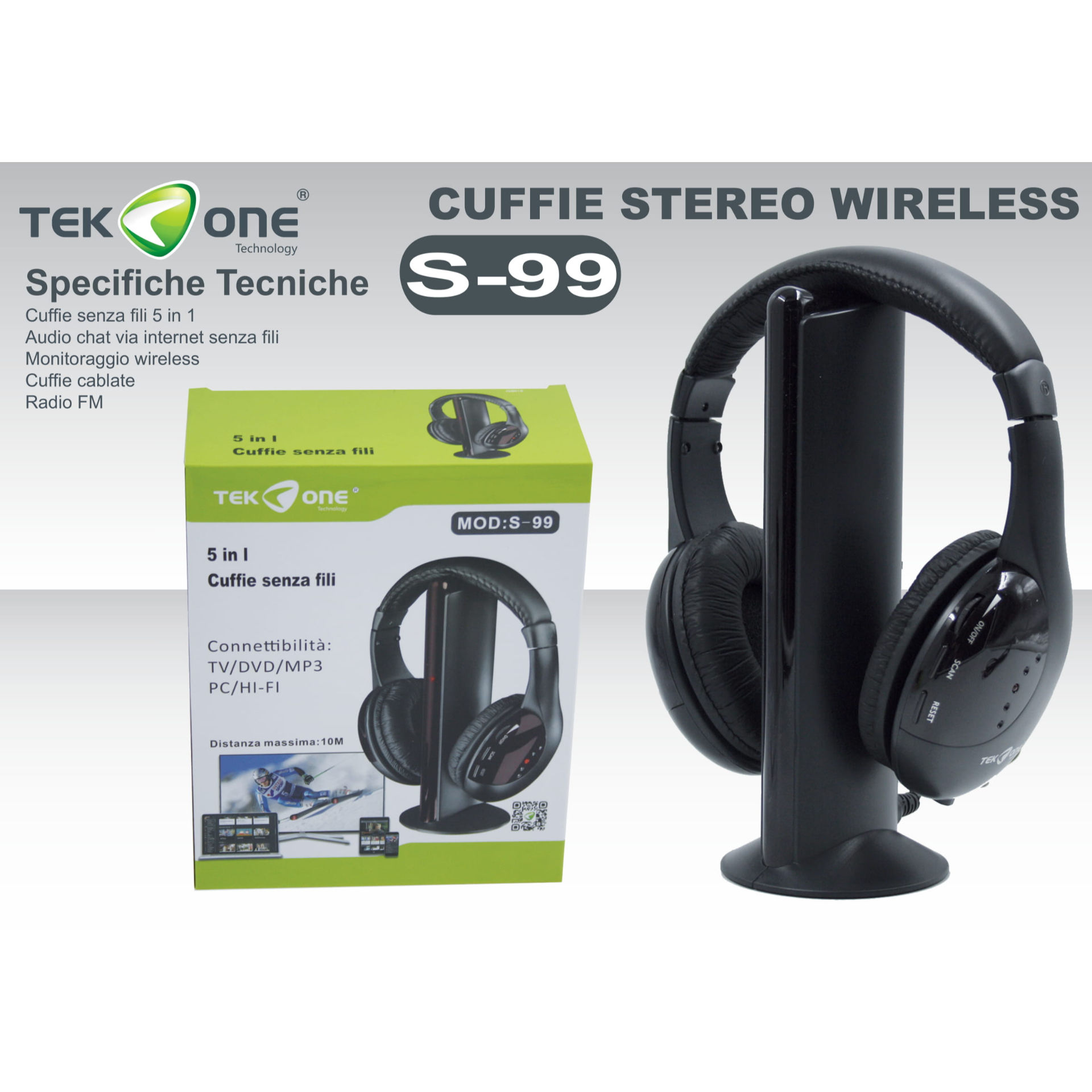 CUFFIE SENZA FILI 5 IN 1 MULTIMEDIALETekone