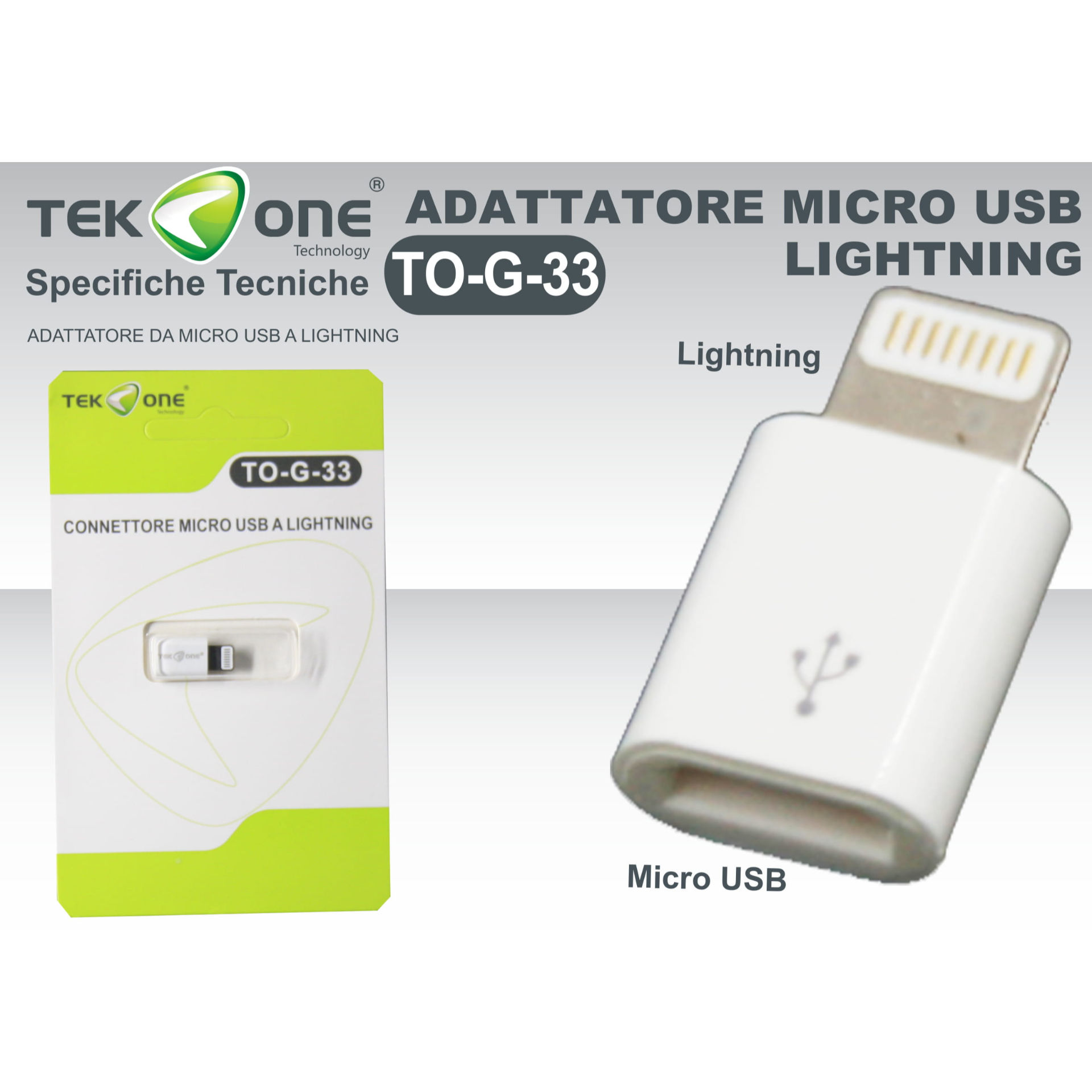 CONNETTORE MICRO USB A LIGHTNINGTekone