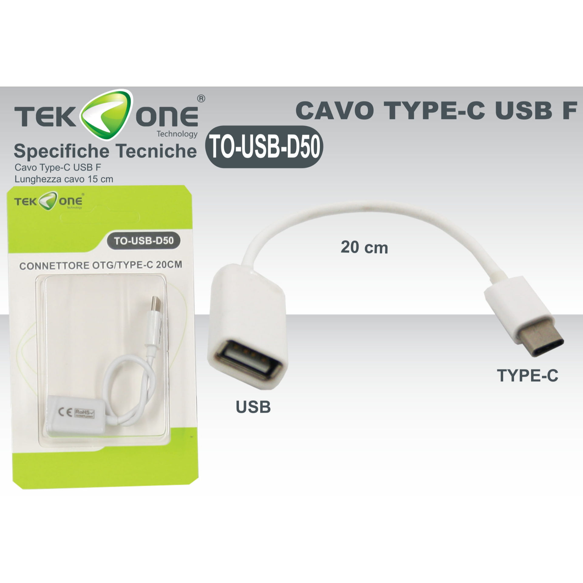 CONNETTORE OTG/TYPE-C 20CMTekone