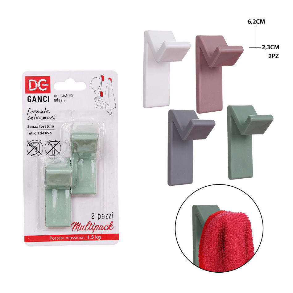 DC CASA GANCIO ADES. PLAST. 6.2X2.3CM 2PZDc