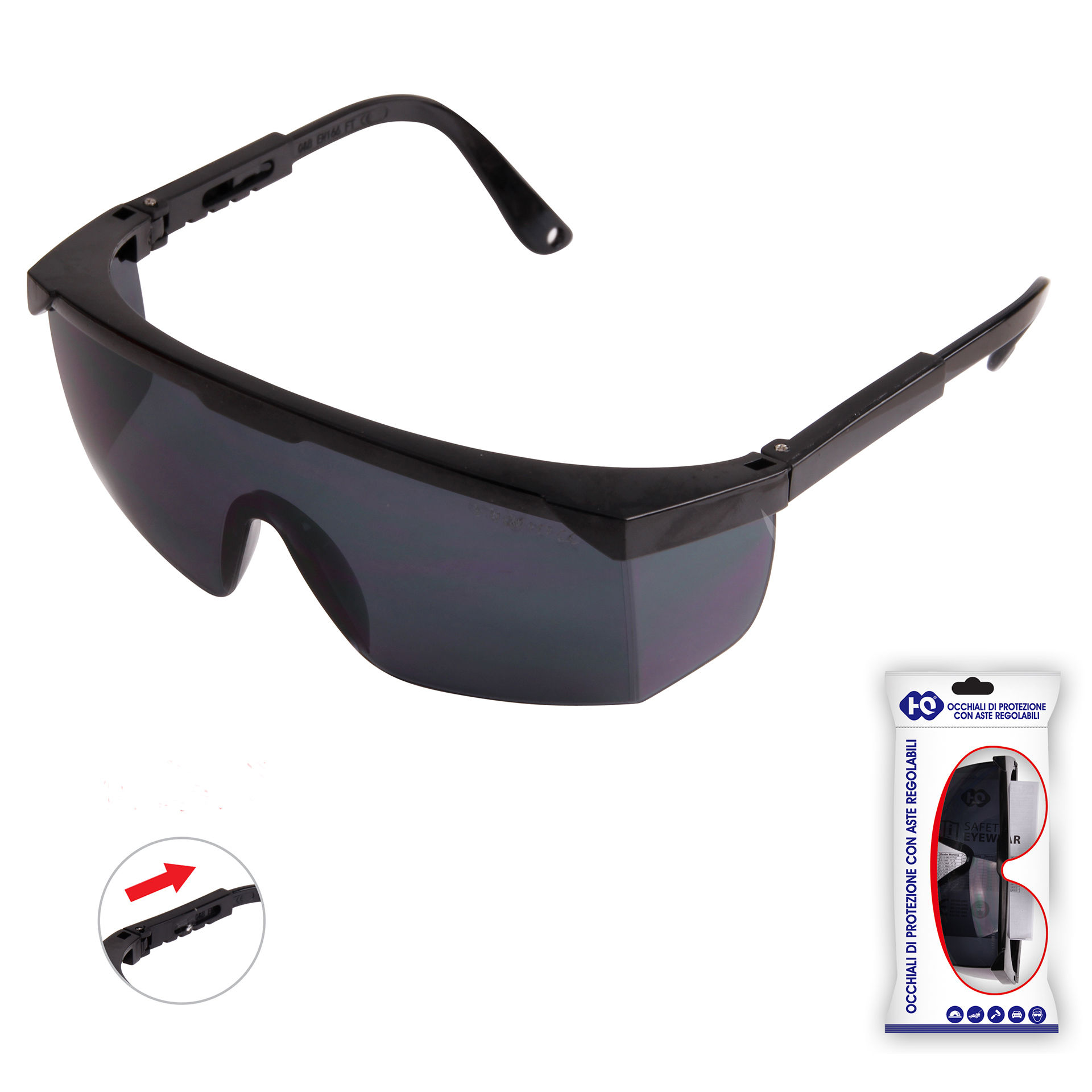 OCCHIALI DI PROTEZIONE CON ASTE REGOLABILIHQ