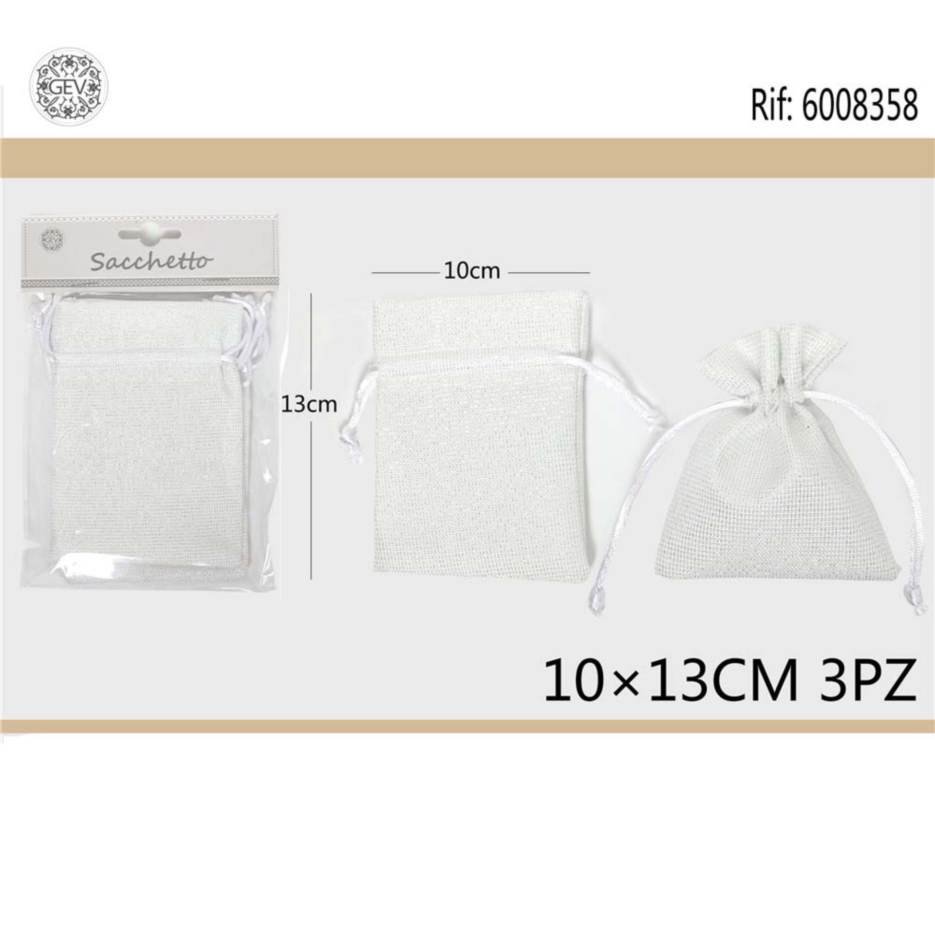 SACCHETTO LINO 10*13 3PCS BIANCOGev